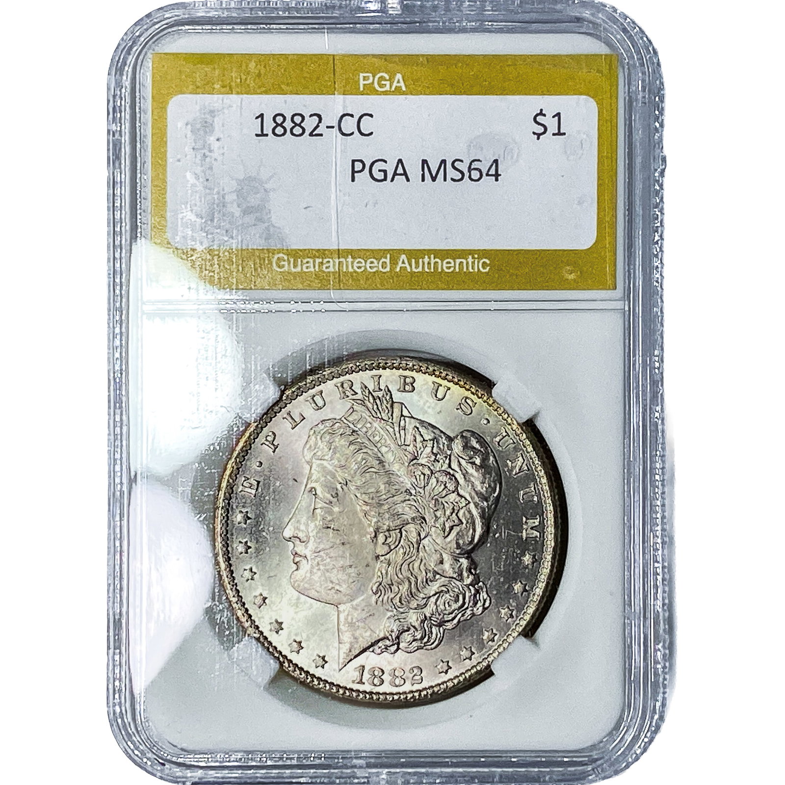 1882-CC Morgan Silver Dollar PGA MS64: 1882-CC Morgan Silver Dollar PGA MS64