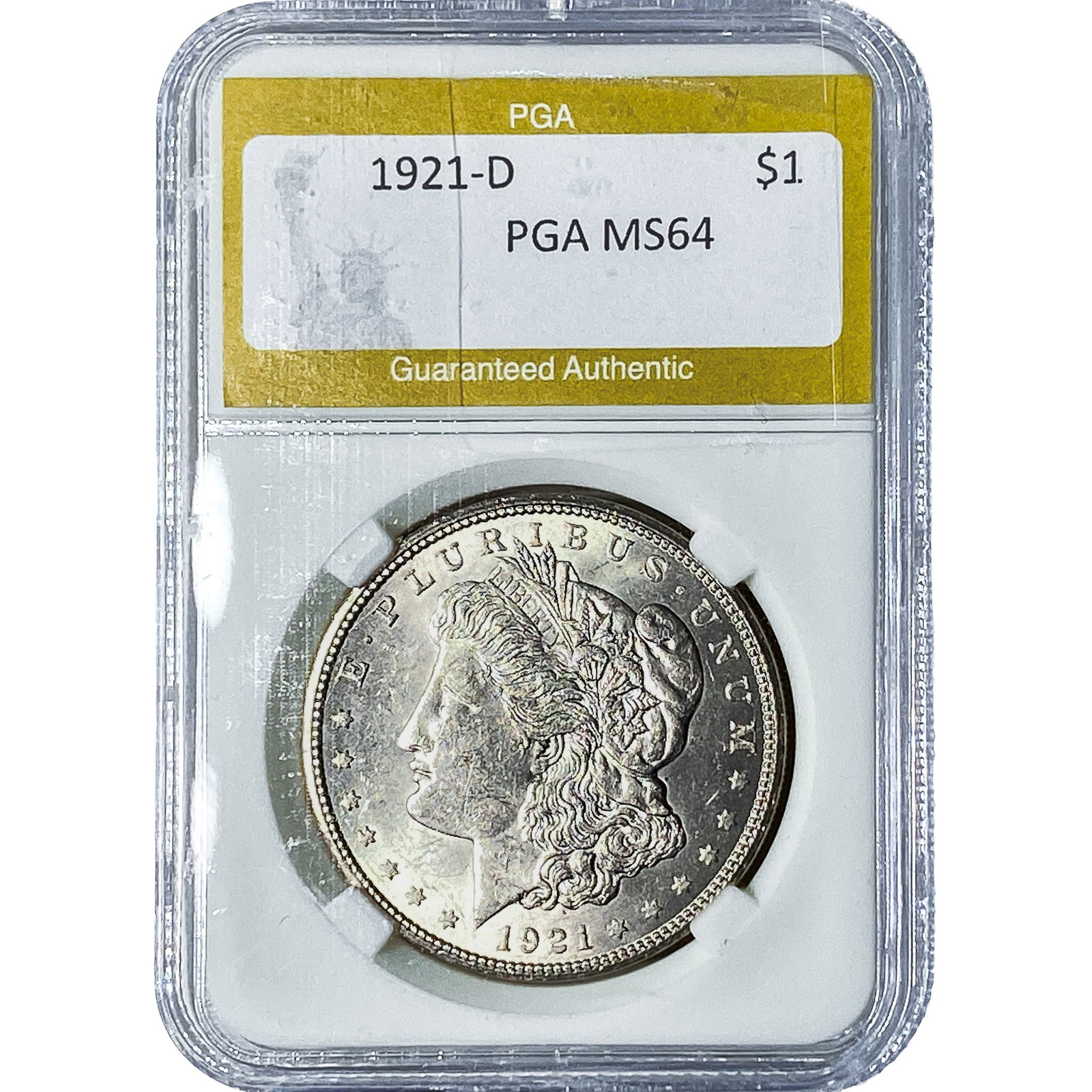 1921-D Morgan Silver Dollar PGA MS64: 1921-D Morgan Silver Dollar PGA MS64
