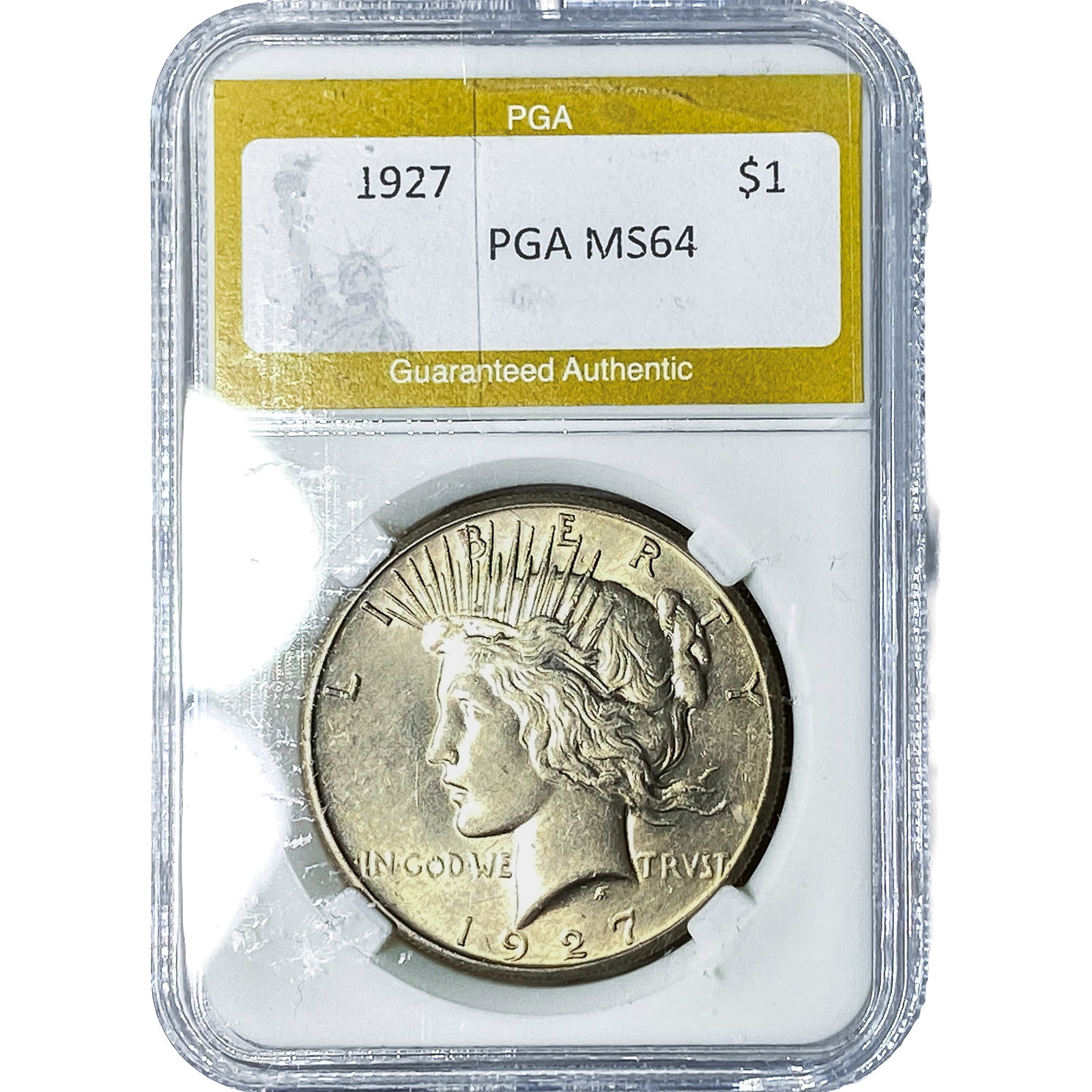 1927 Silver Peace Dollar PGA MS64: 1927 Silver Peace Dollar PGA MS64