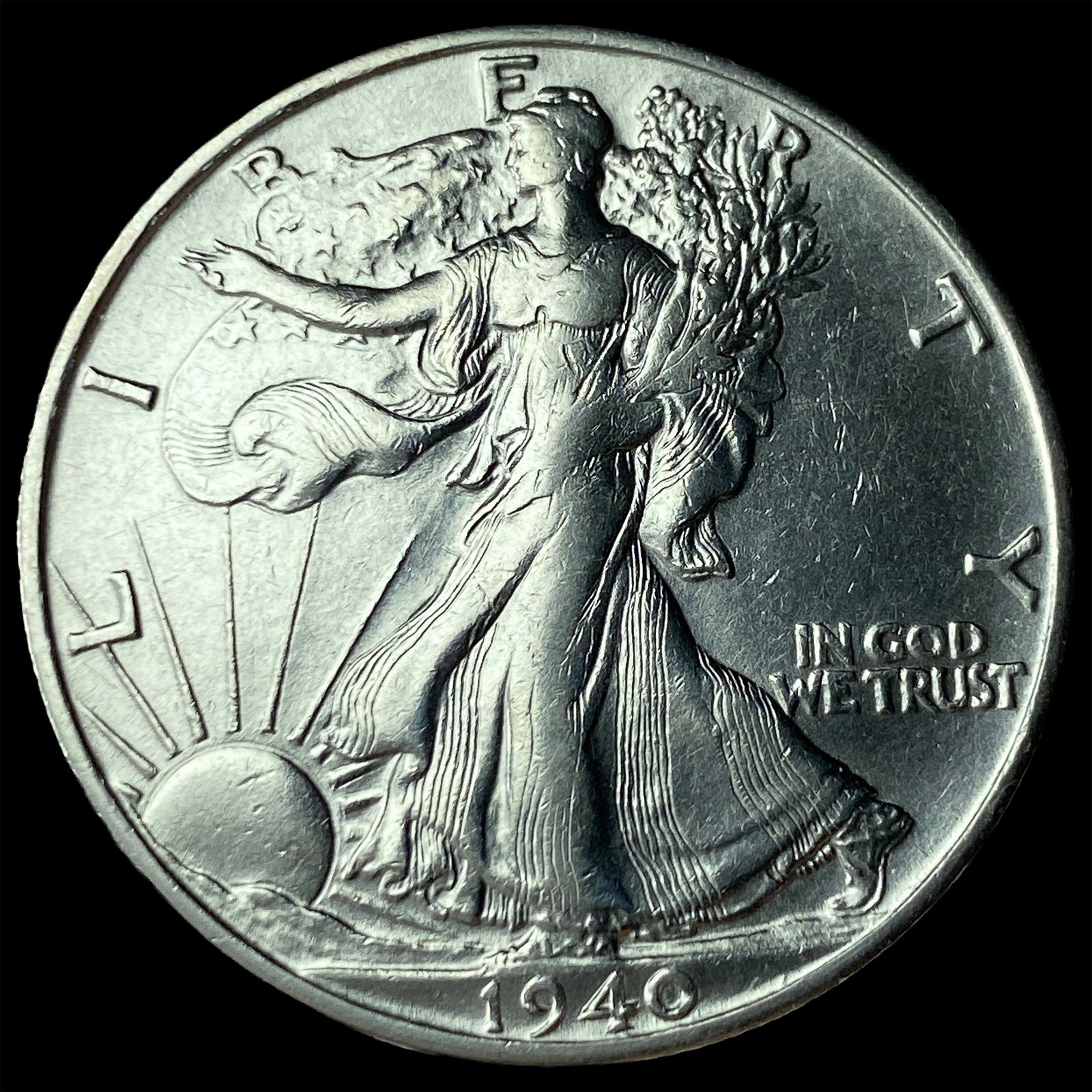 1940-S Silver Walking Liberty Half Dollar NEARLY UNCIRCULATED: 1940-S Silver Walking Liberty Half Dollar NEARLY UNCIRCULATED