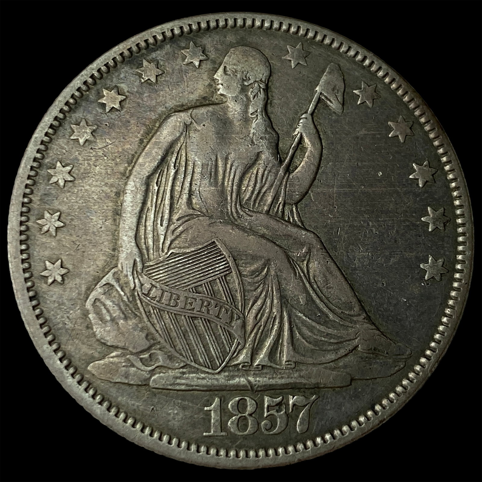 1857 Seated Liberty Half Dollar CHOICE AU: 1857 Seated Liberty Half Dollar CHOICE AU