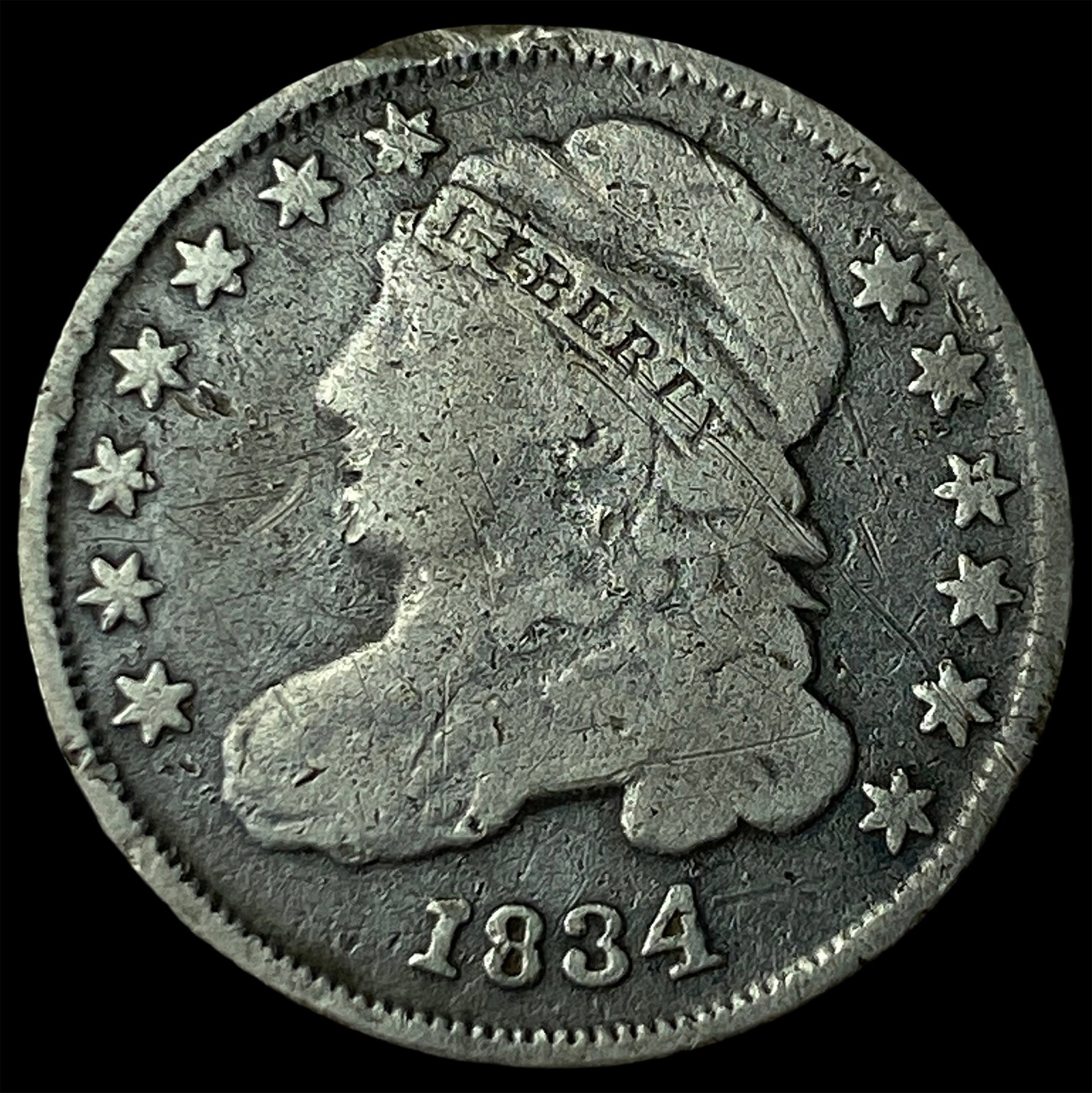 1834 Capped Bust Dime LIGHTLY CIRCULATED: 1834 Capped Bust Dime LIGHTLY CIRCULATED