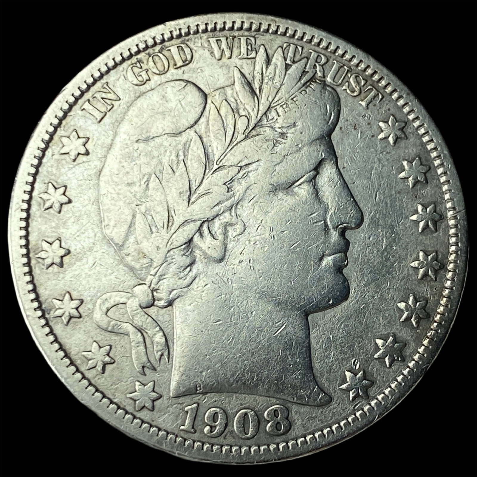 1908-O Silver Barber Half Dollar NEARLY UNCIRCULATED: 1908-O Silver Barber Half Dollar NEARLY UNCIRCULATED