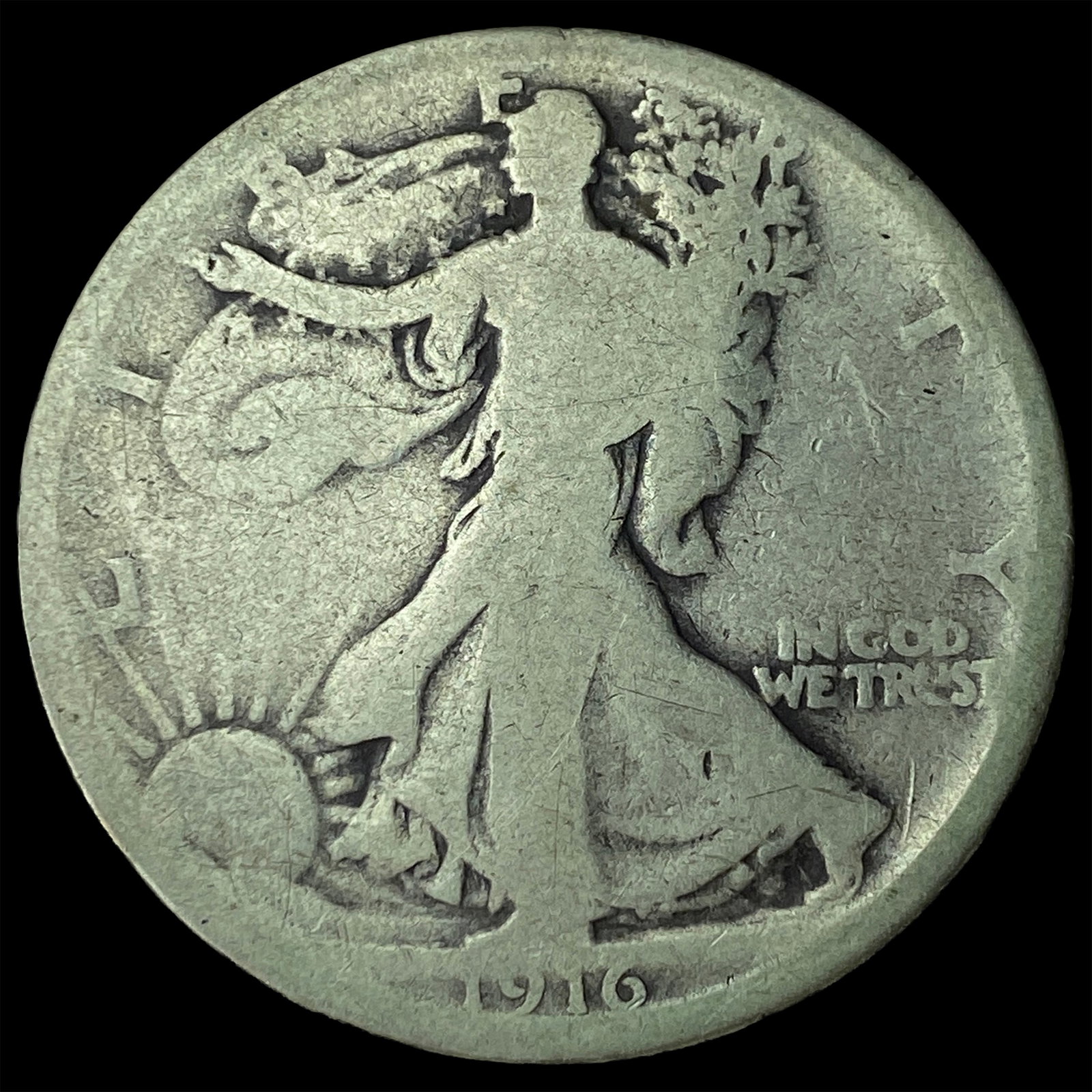 1916 Walking Liberty Half Dollar NICELY CIRCULATED: 1916 Walking Liberty Half Dollar NICELY CIRCULATED