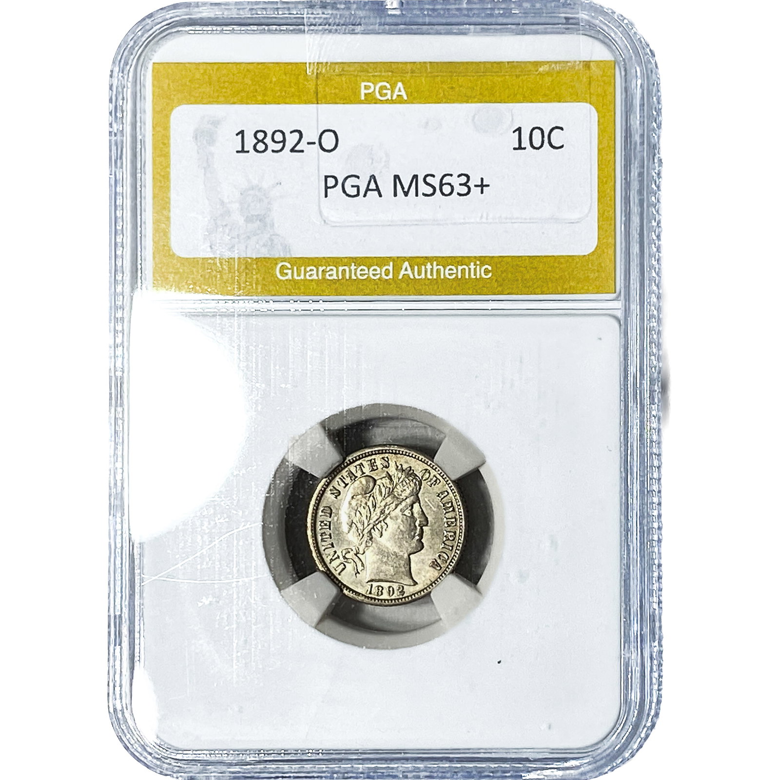 1892-O Barber Dime PGA MS63+: 1892-O Barber Dime PGA MS63+