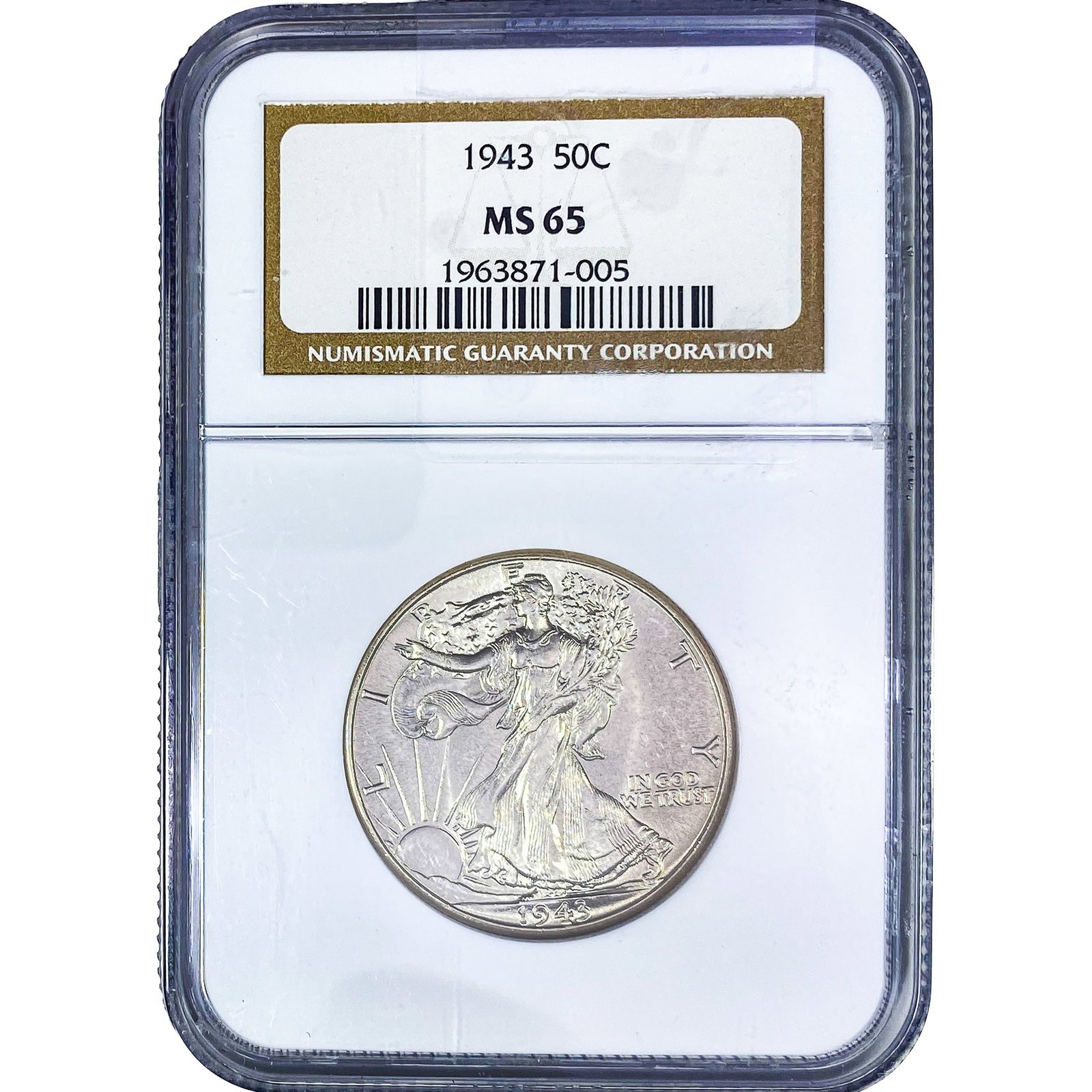1943 Walking Liberty Half Dollar NGC MS65: 1943 Walking Liberty Half Dollar NGC MS65