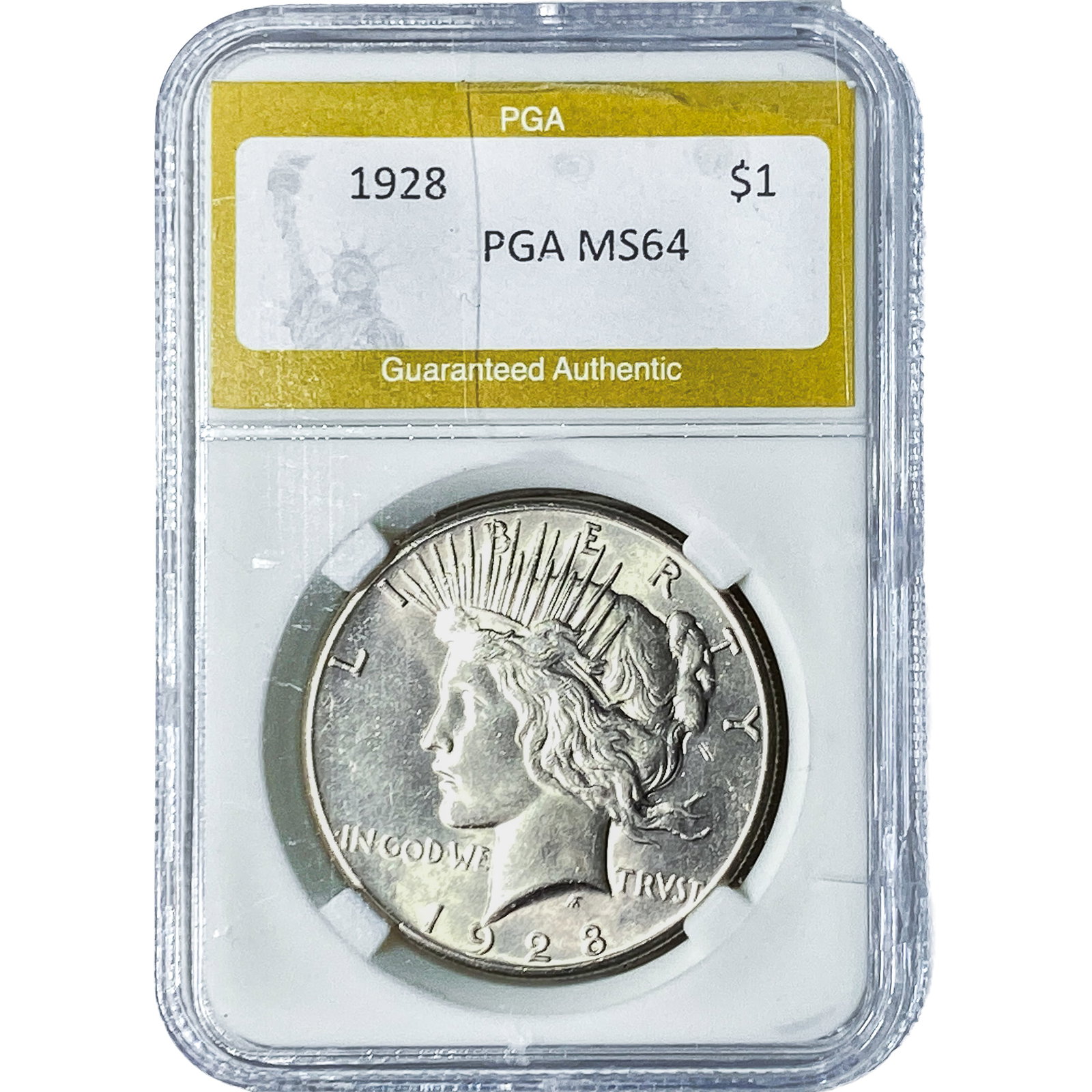 1928 Silver Peace Dollar PGA MS64: 1928 Silver Peace Dollar PGA MS64