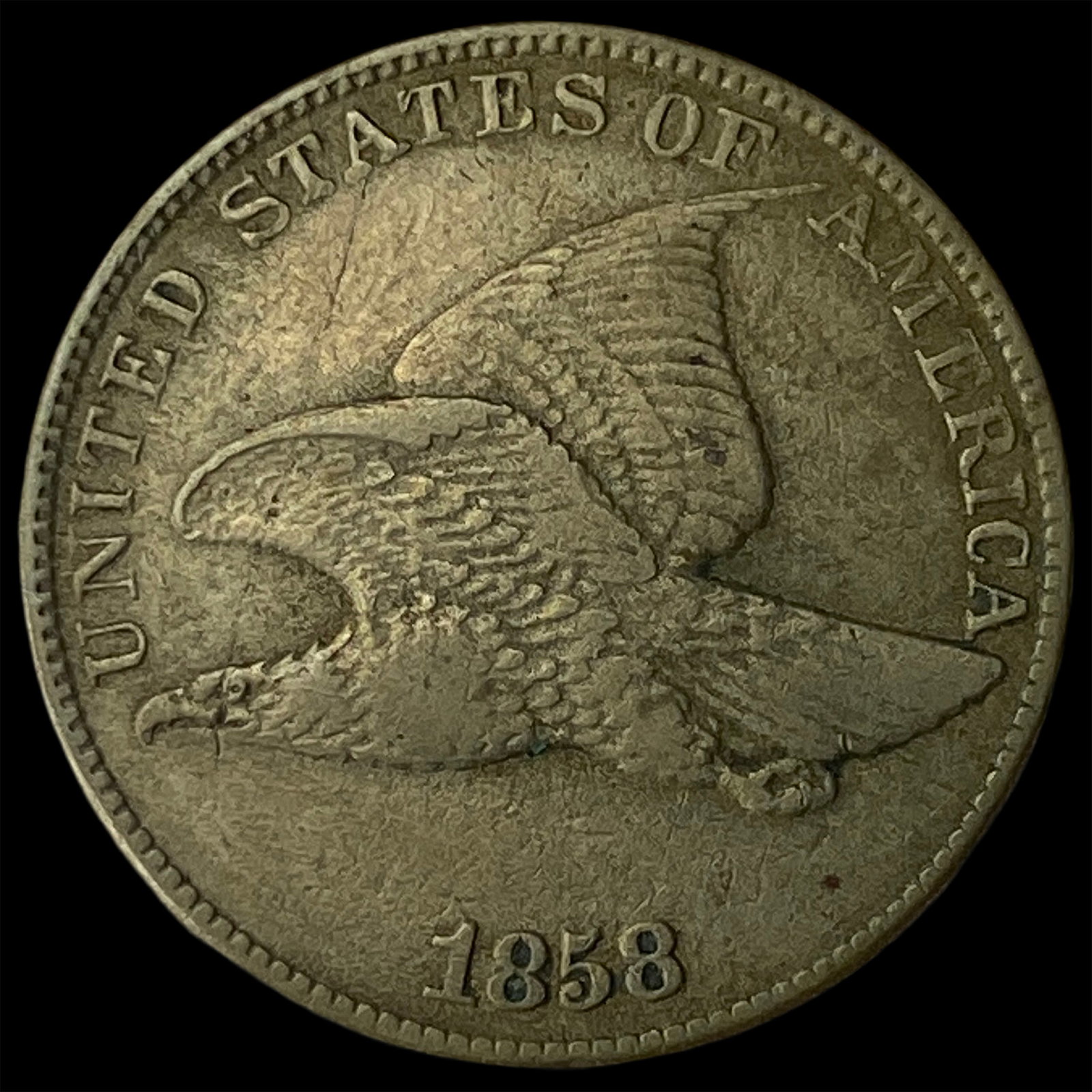 1858 Copper-Nickel Flying Eagle Cent CLOSELY UNCIRCULATED: 1858 Copper-Nickel Flying Eagle Cent CLOSELY UNCIRCULATED
