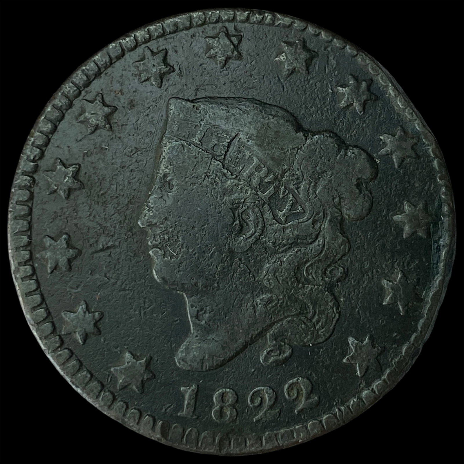 1822 Large Cent NEARLY UNCIRCULATED: 1822 Large Cent NEARLY UNCIRCULATED