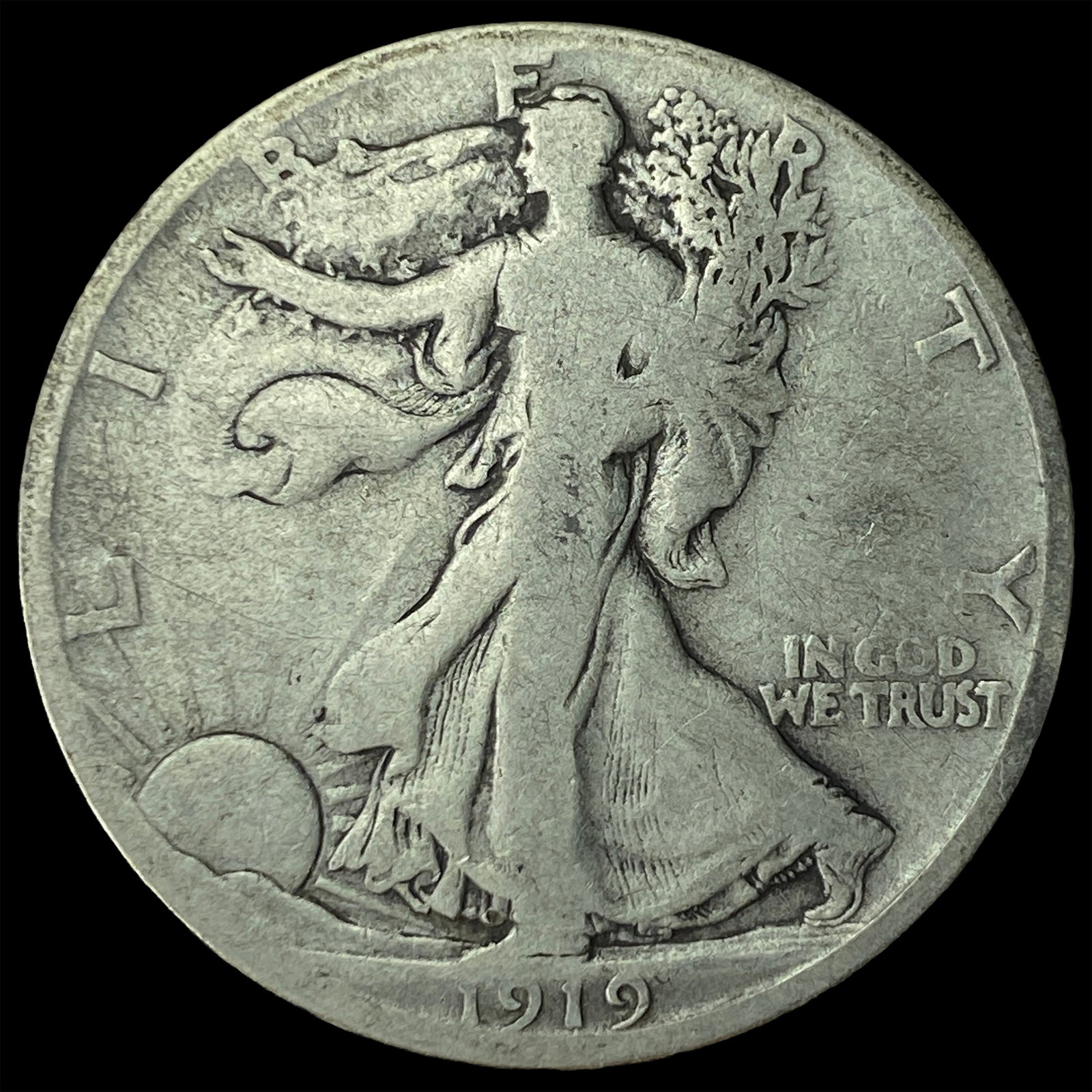 1919-S Silver Walking Liberty Half Dollar NICELY CIRCULATED: 1919-S Silver Walking Liberty Half Dollar NICELY CIRCULATED