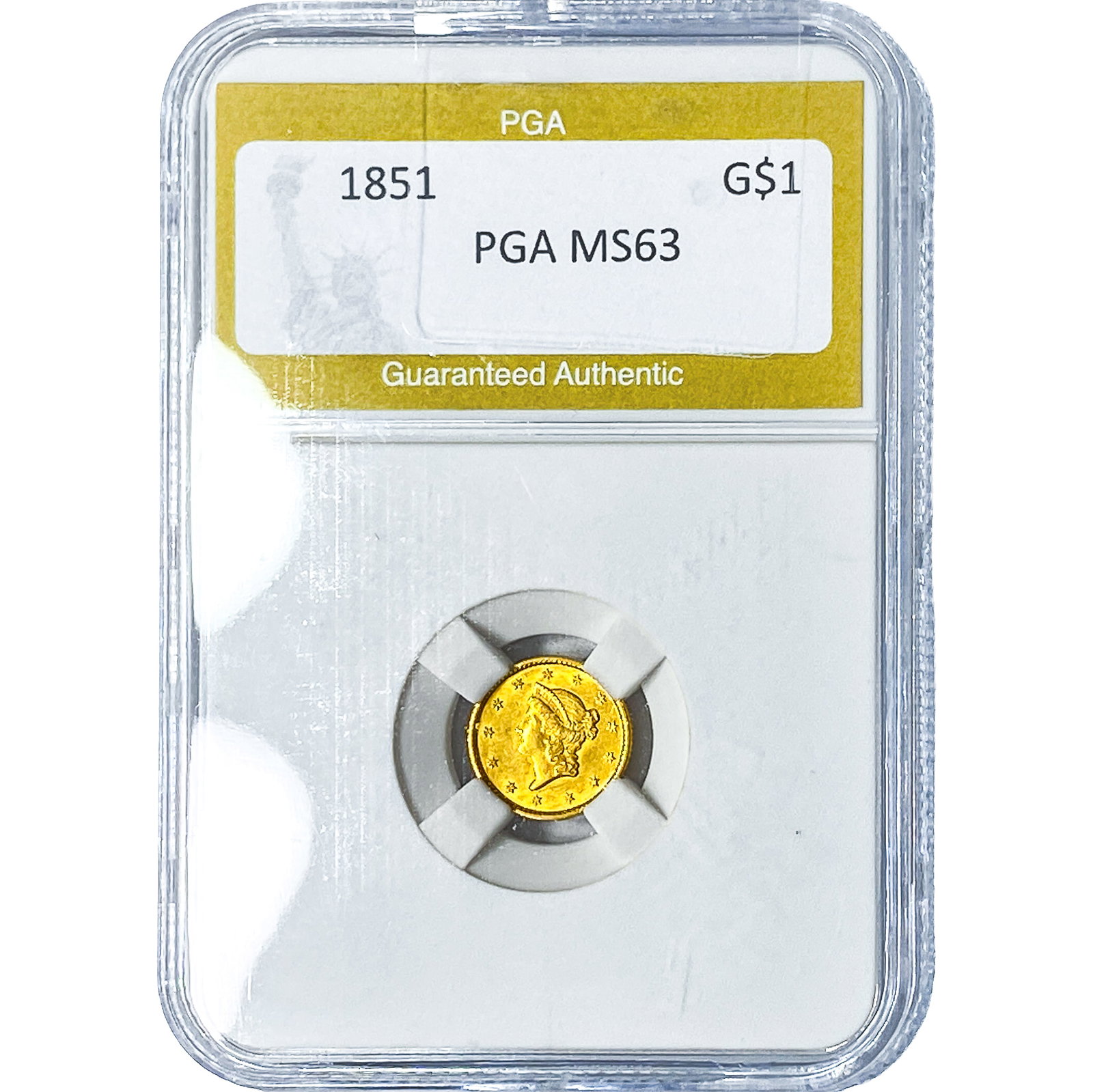 1851 Rare Gold Dollar PGA MS63: 1851 Rare Gold Dollar PGA MS63