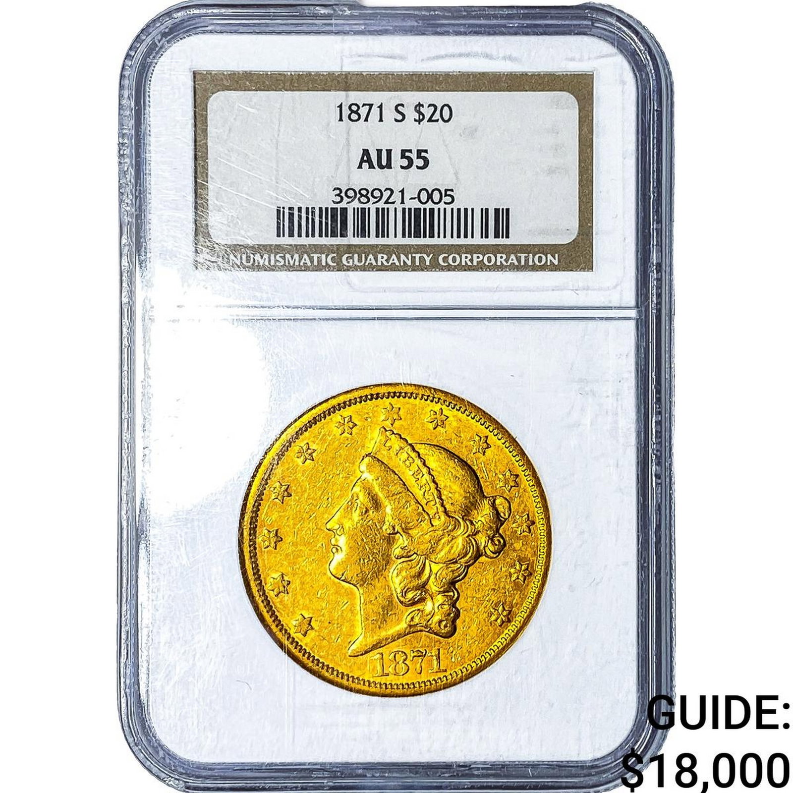 1871-S $20 Gold Double Eagle NGC AU55 (1 of 4)