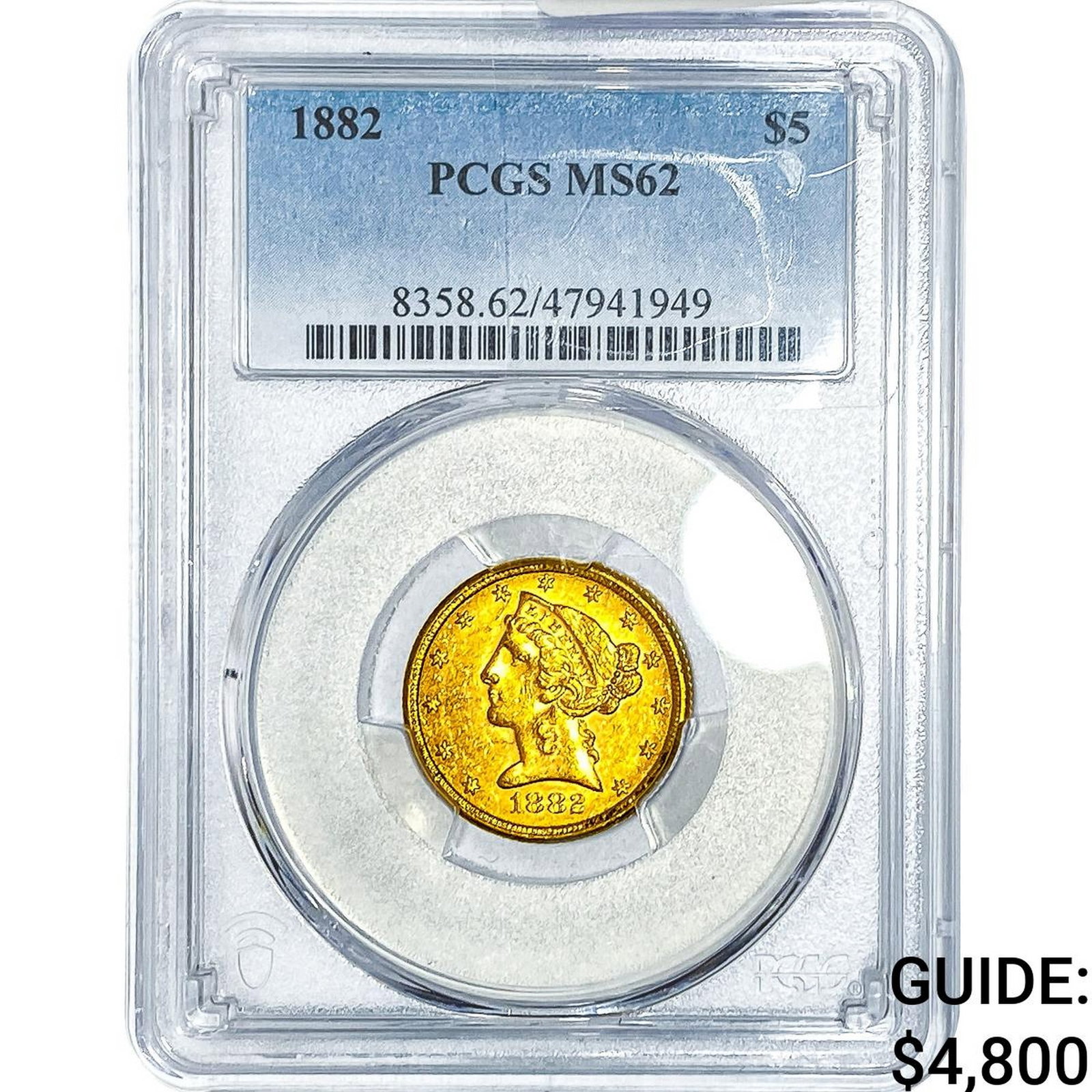 1882 $5 Gold Half Eagle PCGS MS62 (1 of 4)