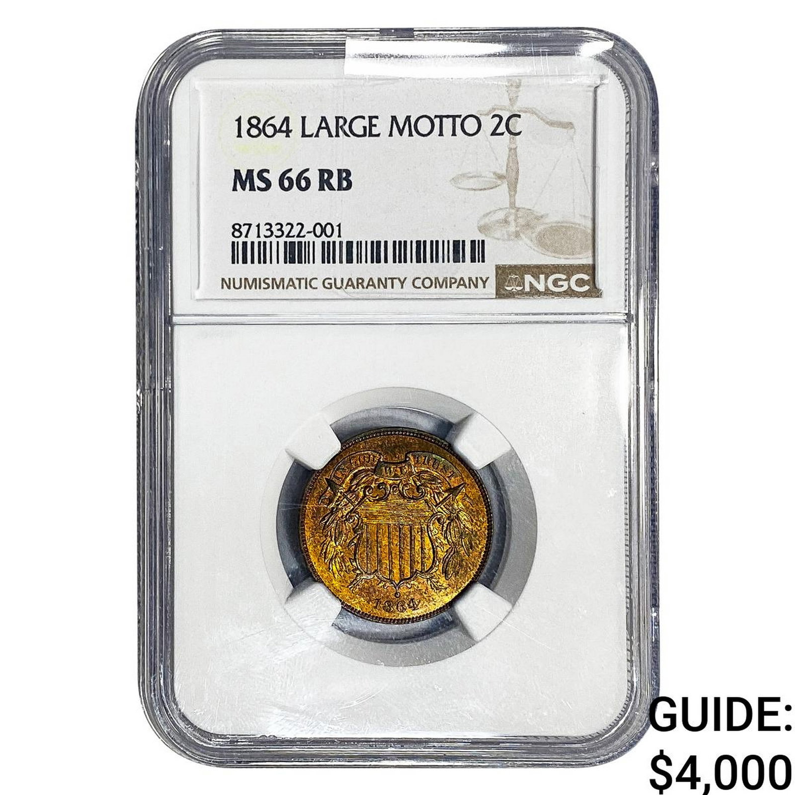1864 Two Cent Piece NGC MS66 RB Large Motto: 1864 Two Cent Piece NGC MS66 RB Large Motto