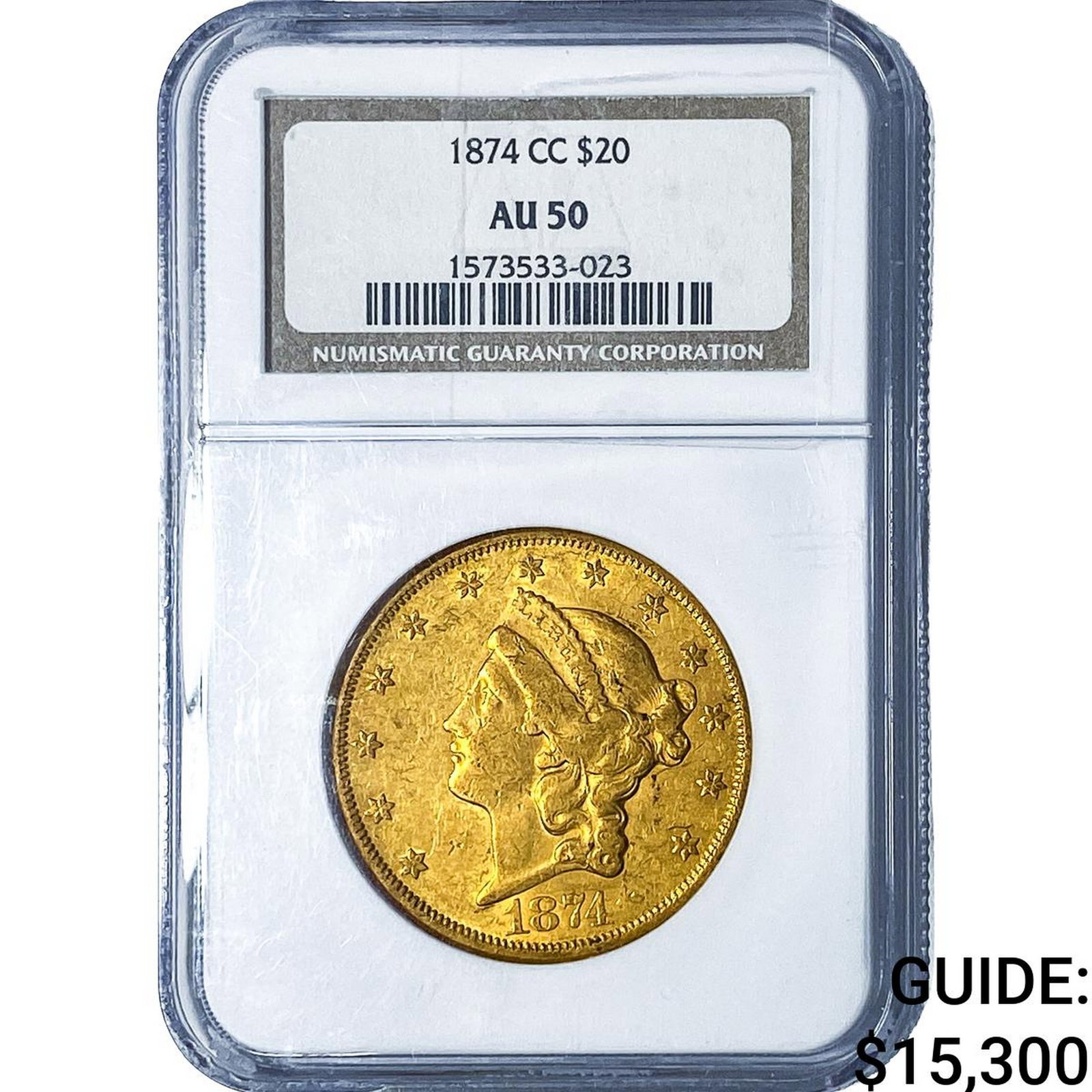 1874-CC $20 Gold Double Eagle NGC AU50 (1 of 4)