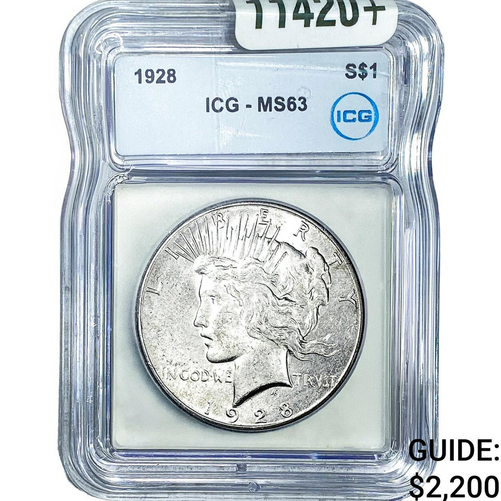 1928 Silver Peace Dollar ICG MS63: 1928 Silver Peace Dollar ICG MS63