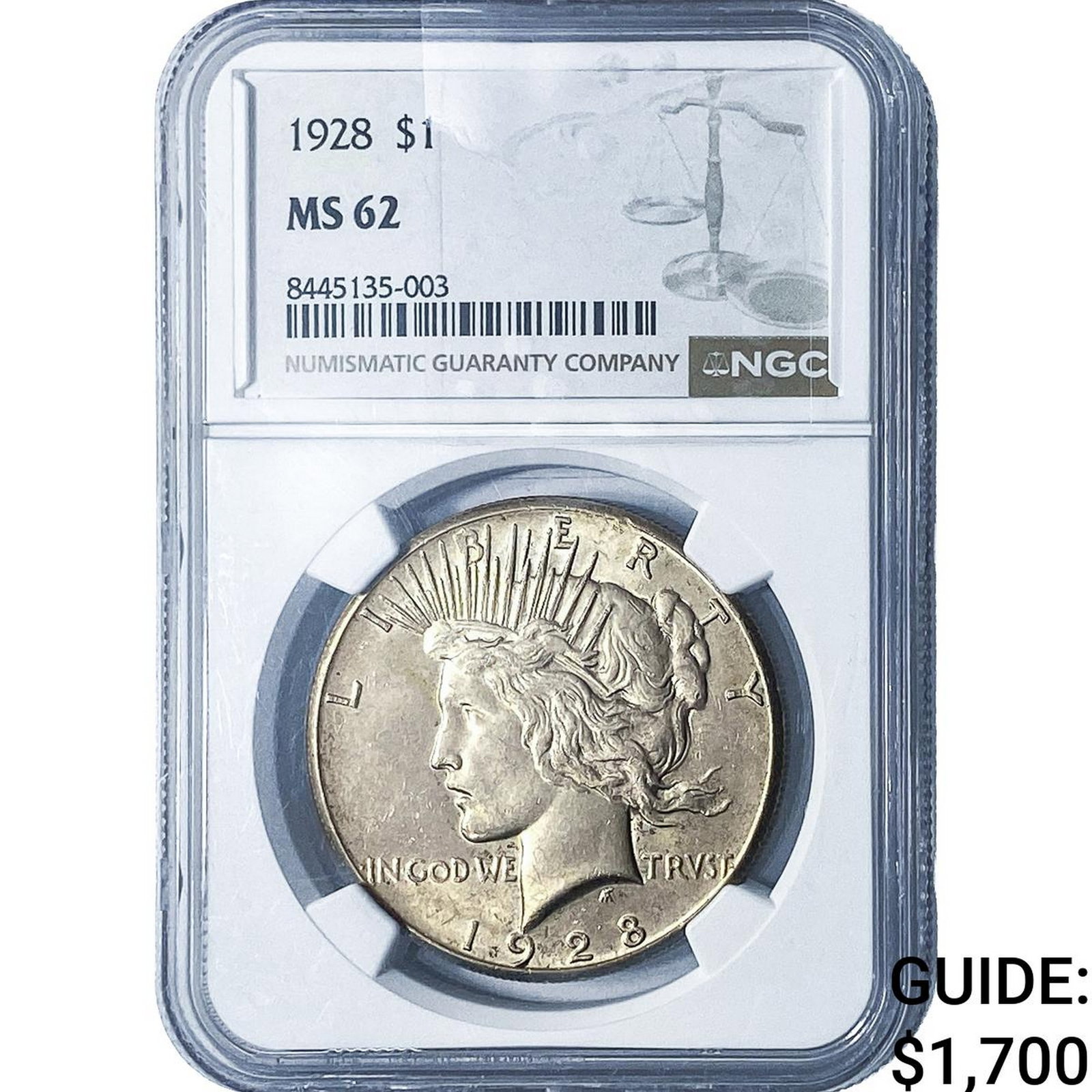 1928 Silver Peace Dollar NGC MS62 (1 of 4)