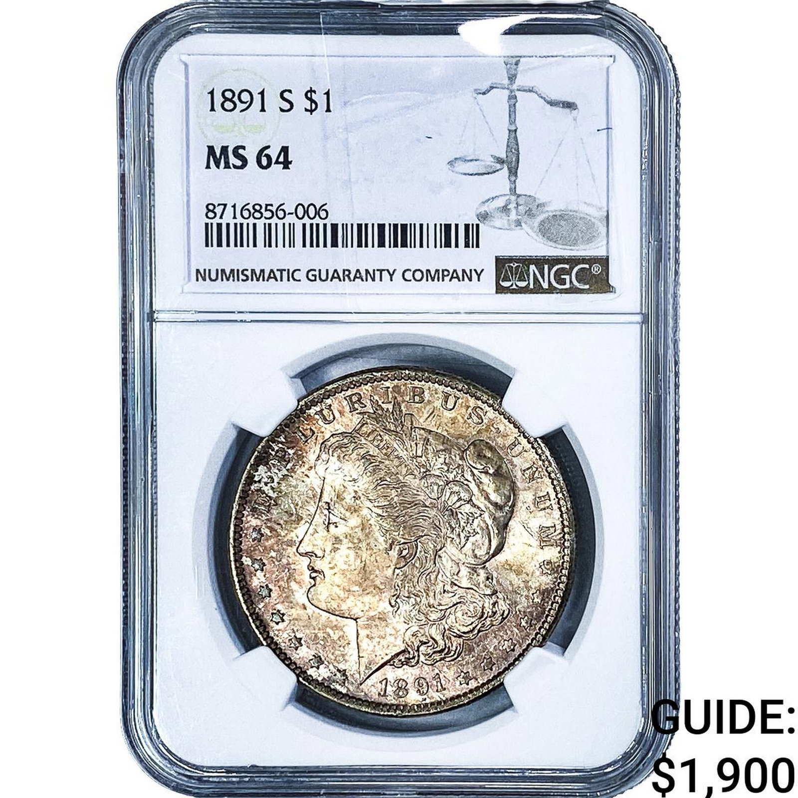 1891-S Morgan Silver Dollar NGC MS64: 1891-S Morgan Silver Dollar NGC MS64