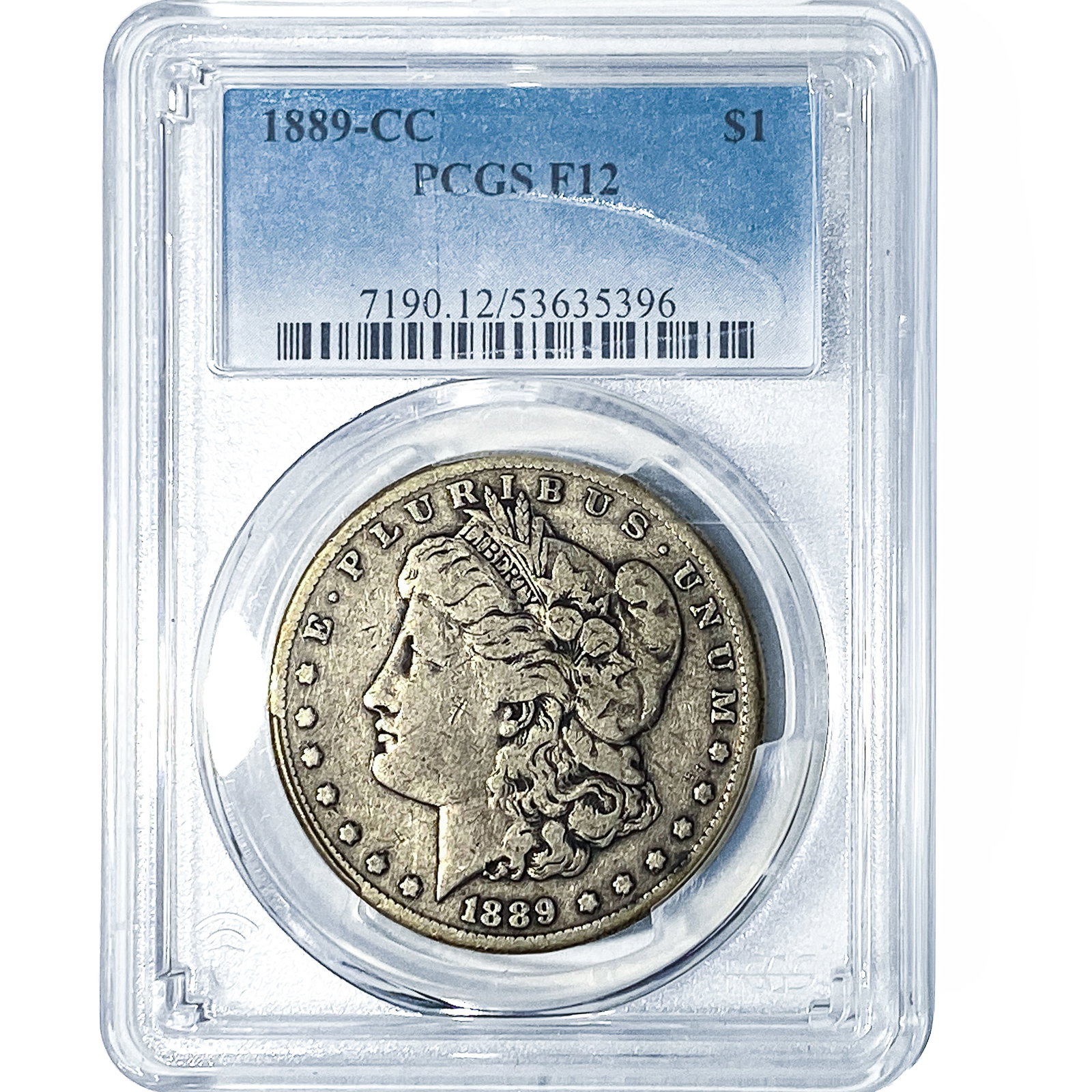 1889-CC Morgan Silver Dollar PCGS F12: 1889-CC Morgan Silver Dollar PCGS F12