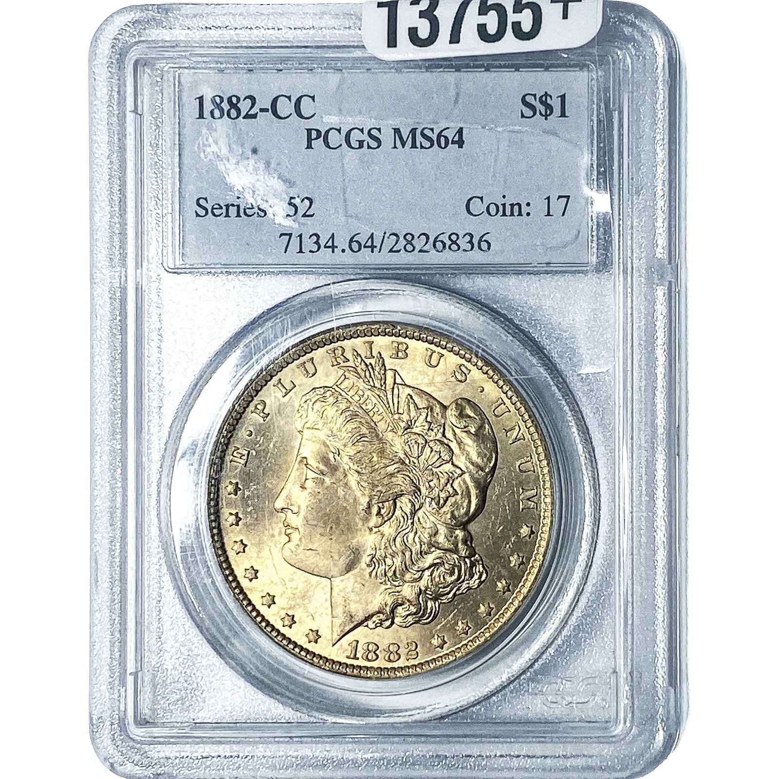1882-CC Morgan Silver Dollar PCGS MS64: 1882-CC Morgan Silver Dollar PCGS MS64