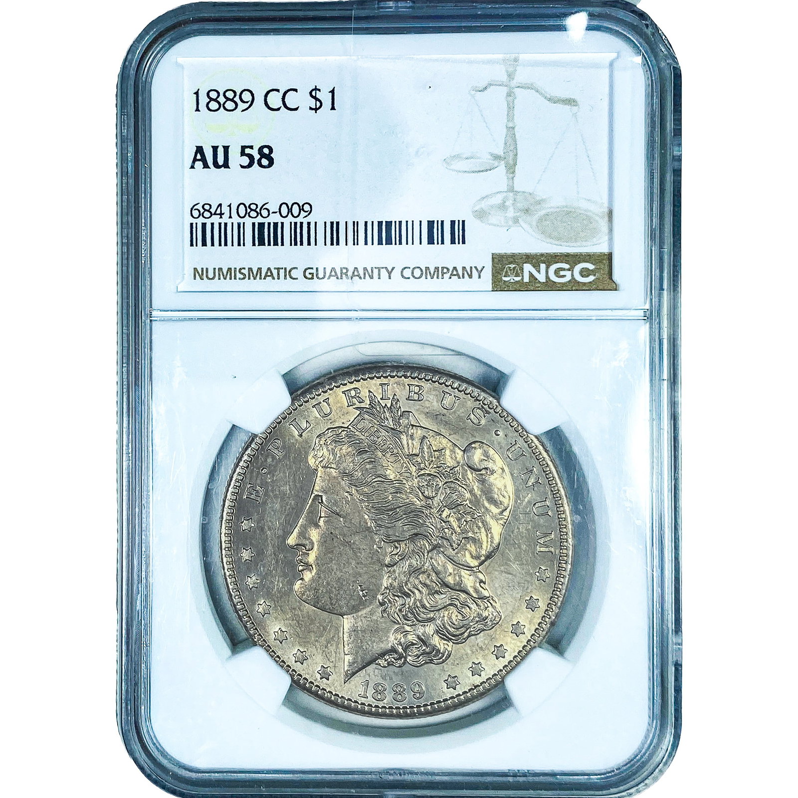 1889-CC Morgan Silver Dollar NGC AU58: 1889-CC Morgan Silver Dollar NGC AU58