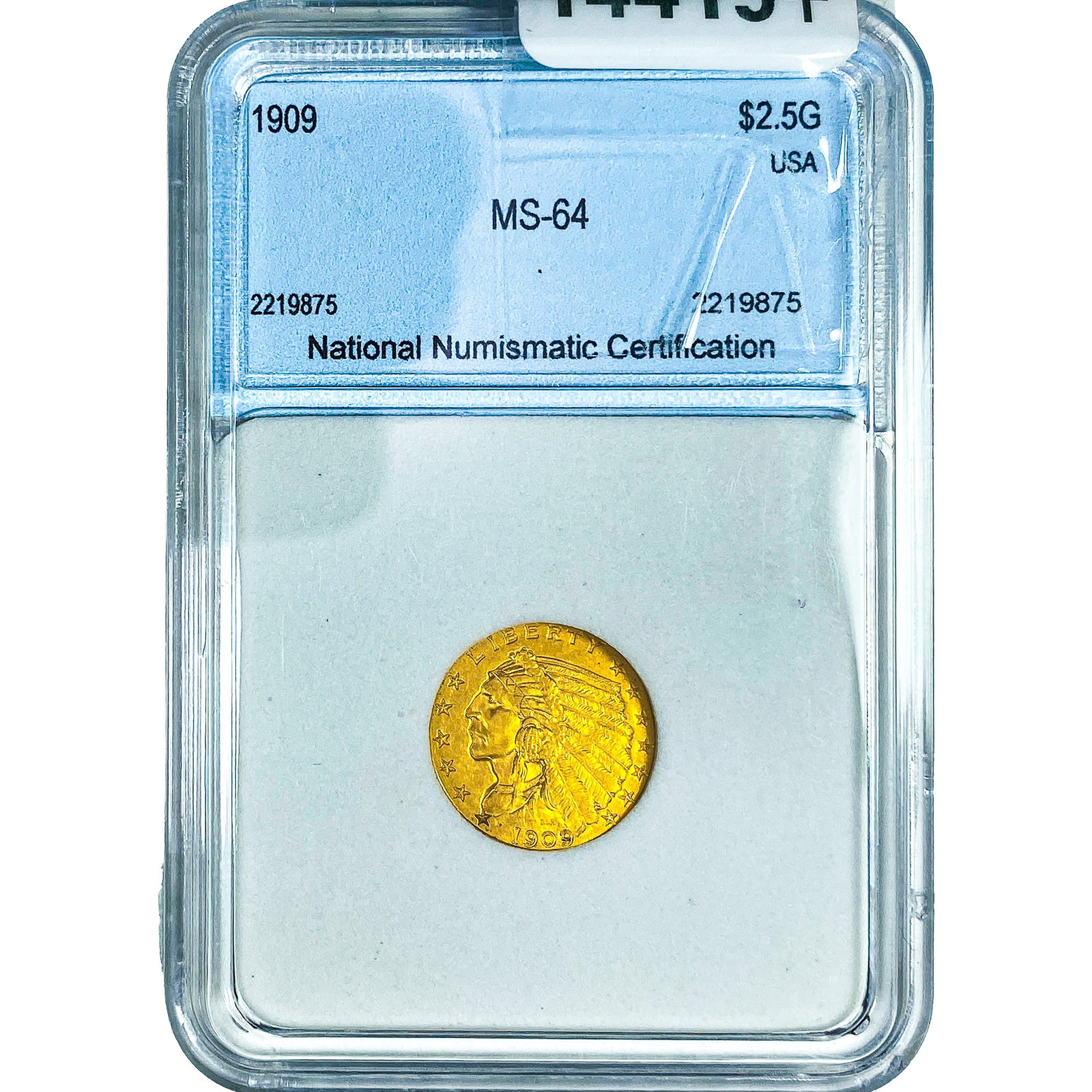 1909 $2.50 Gold Quarter Eagle NNC MS64: 1909 $2.50 Gold Quarter Eagle NNC MS64