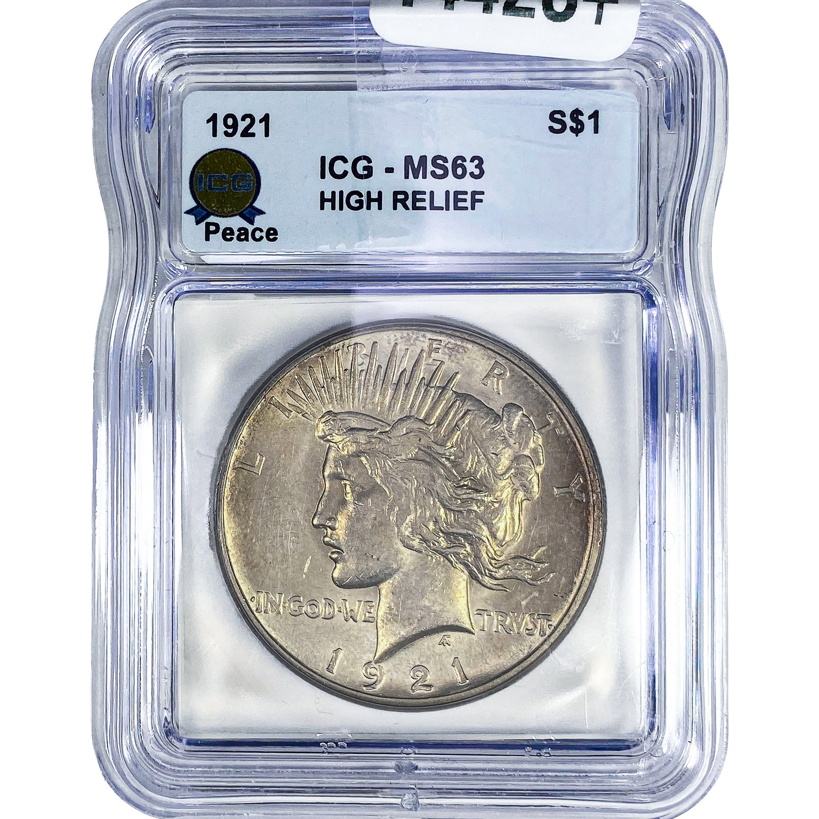 1921 Silver Peace Dollar ICG MS63 High Relief: 1921 Silver Peace Dollar ICG MS63 High Relief