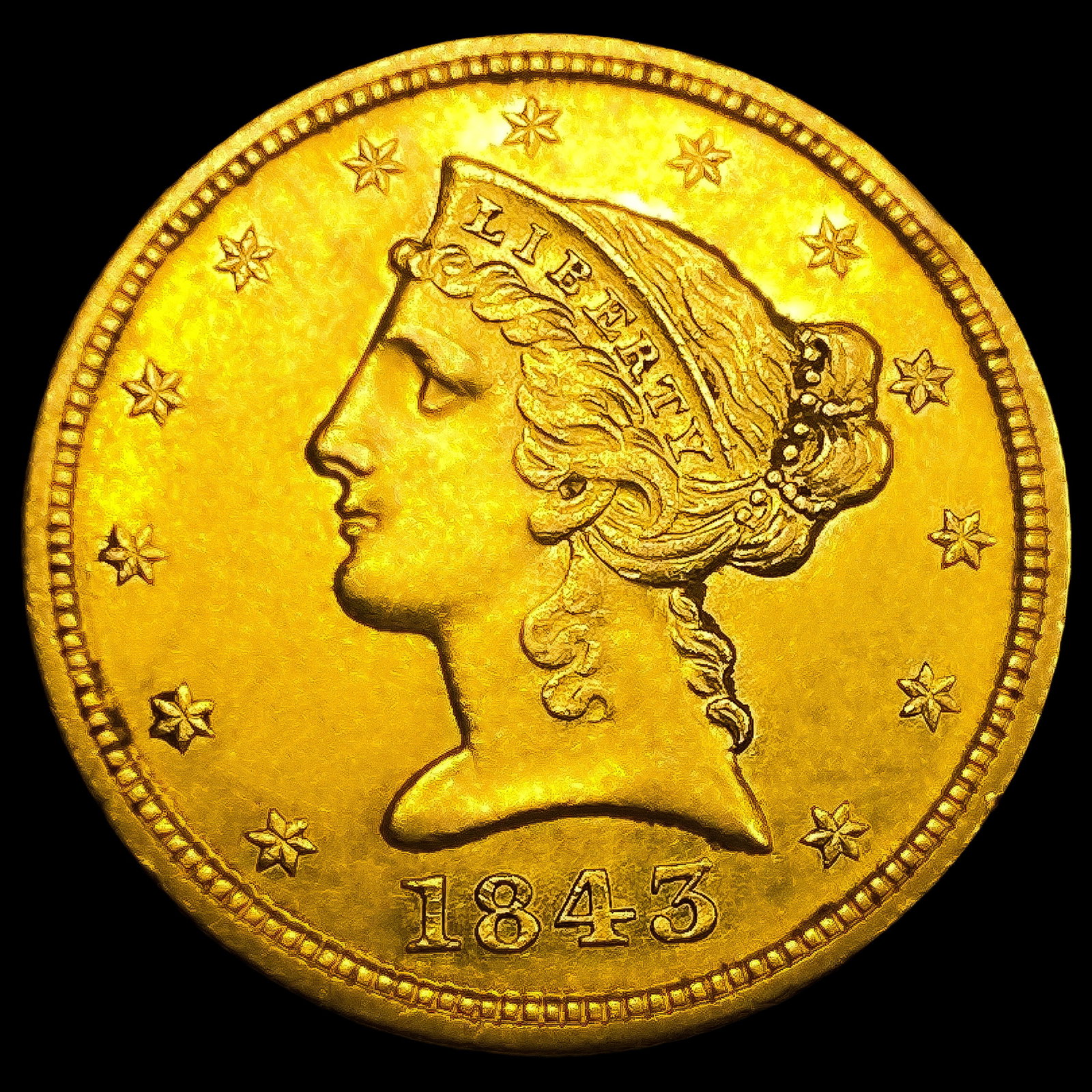 1843-D $5 Gold Half Eagle: 1843-D $5 Gold Half Eagle