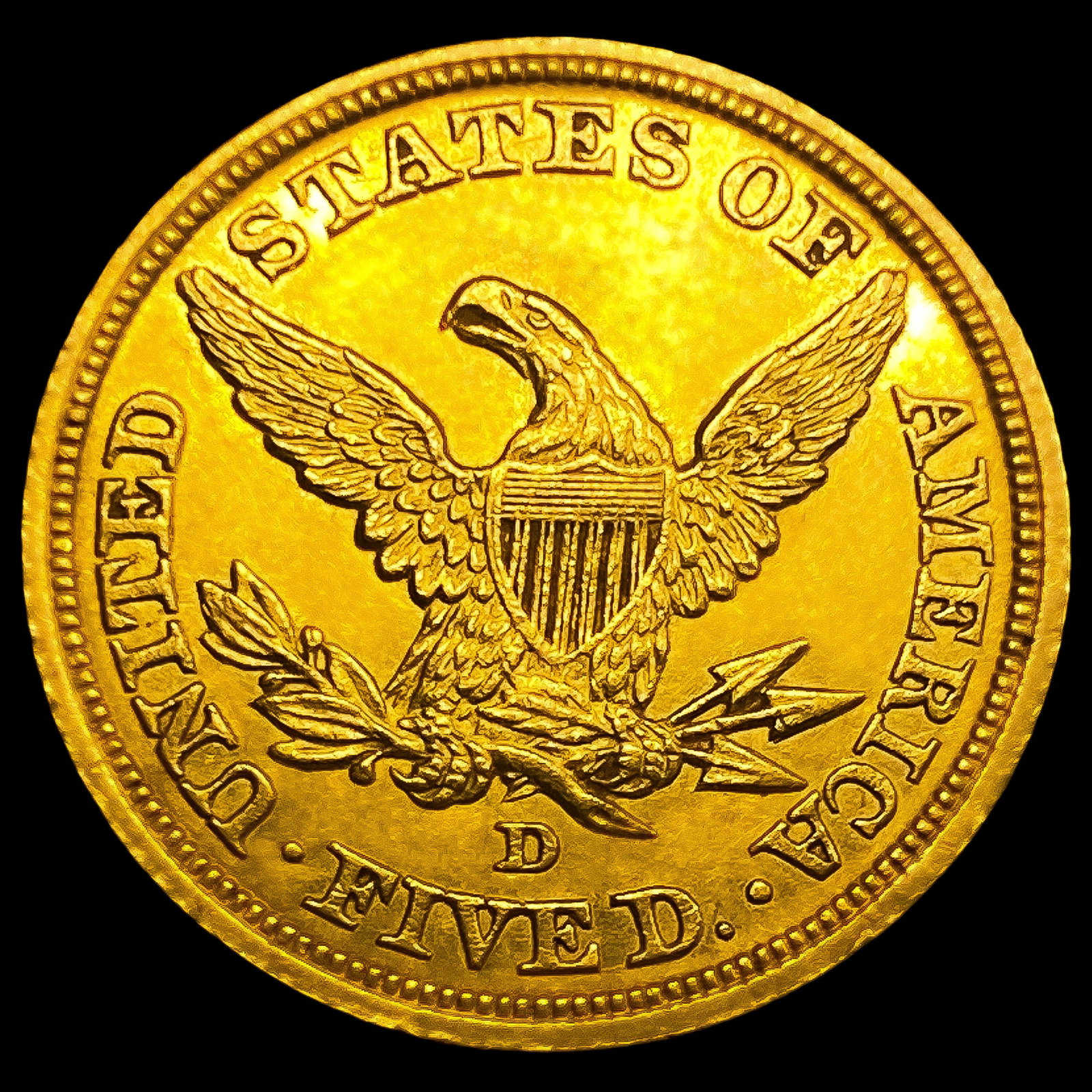 1843-D $5 Gold Half Eagle - 2