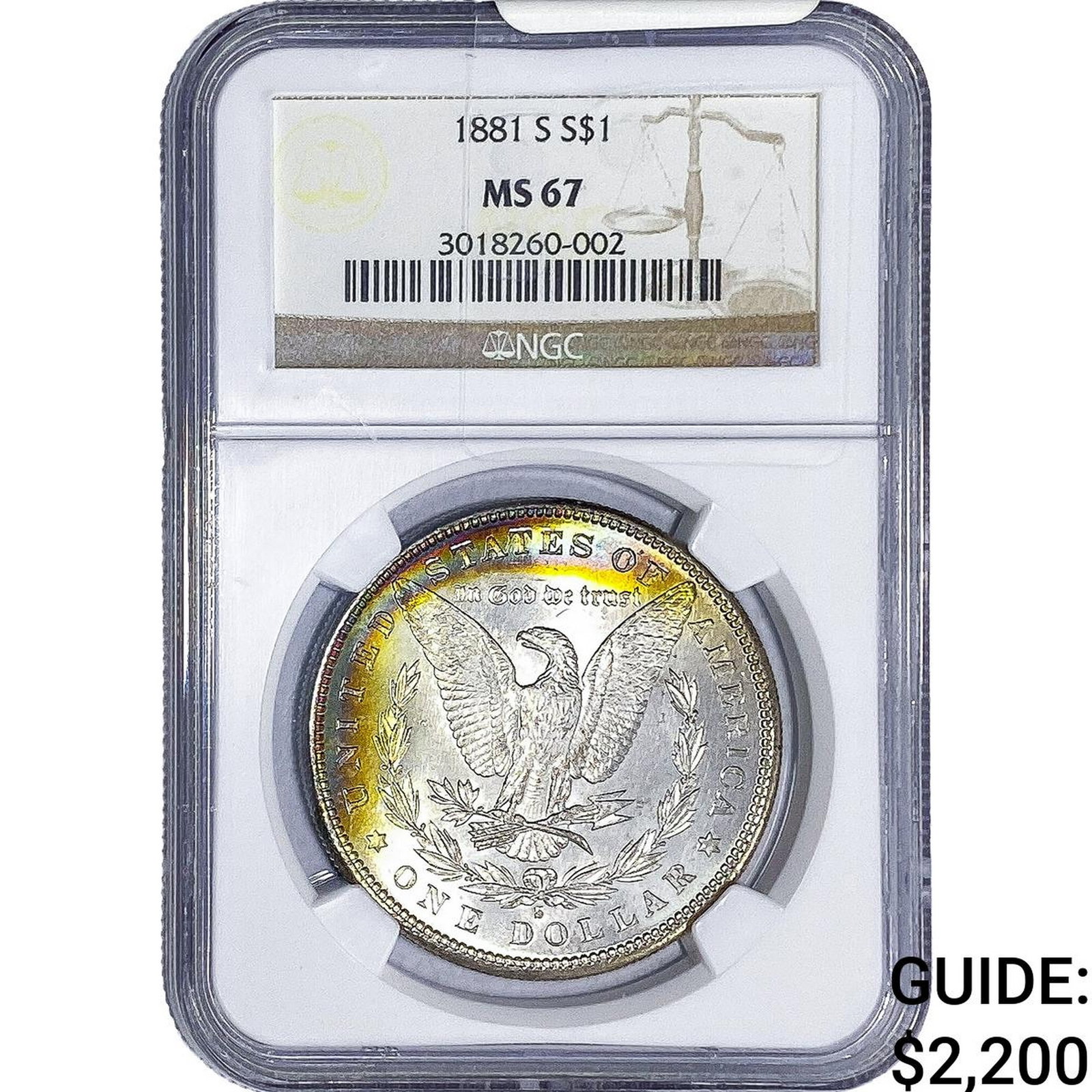 1881-S Morgan Silver Dollar NGC MS67: 1881-S Morgan Silver Dollar NGC MS67