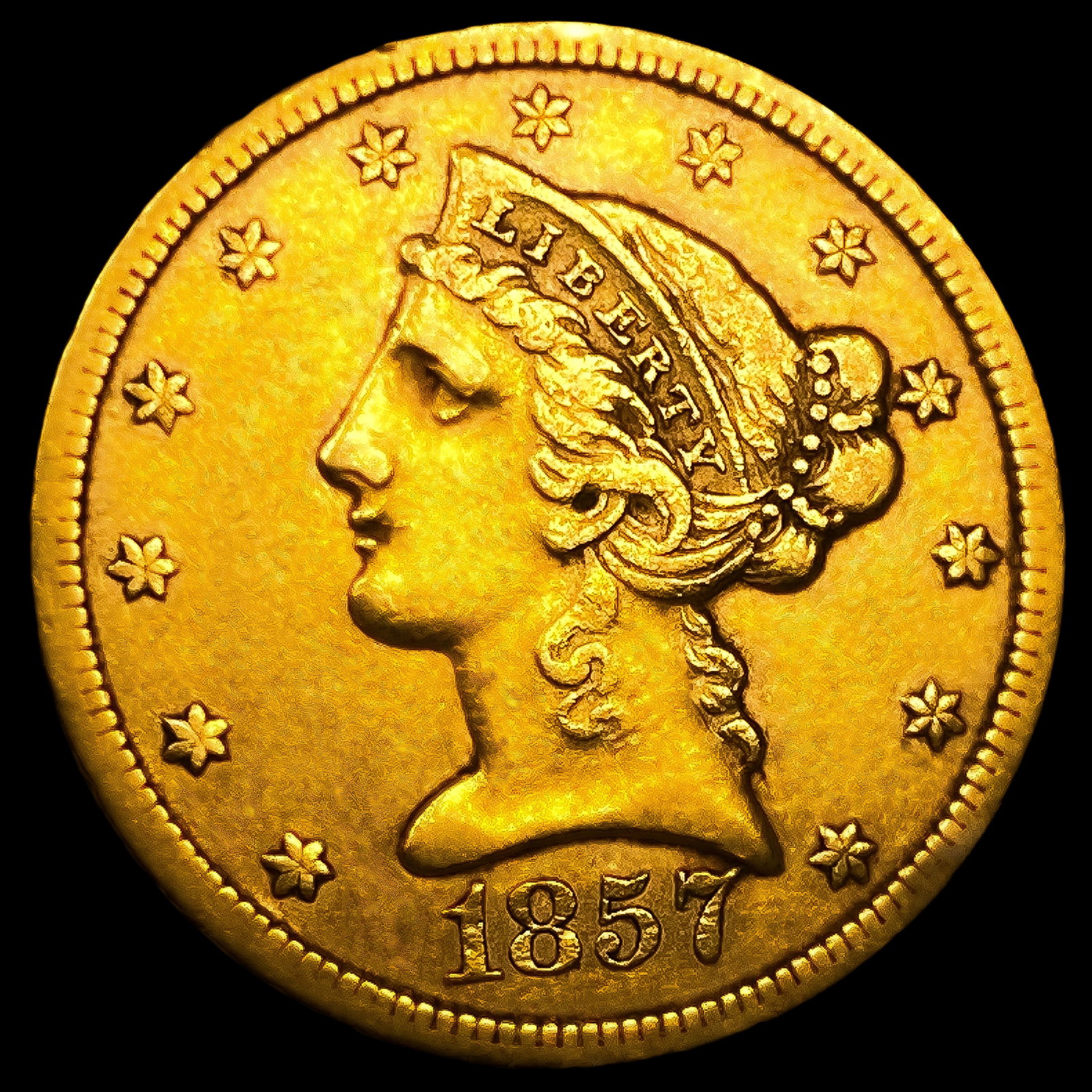 1857-S $5 Gold Half Eagle: 1857-S $5 Gold Half Eagle
