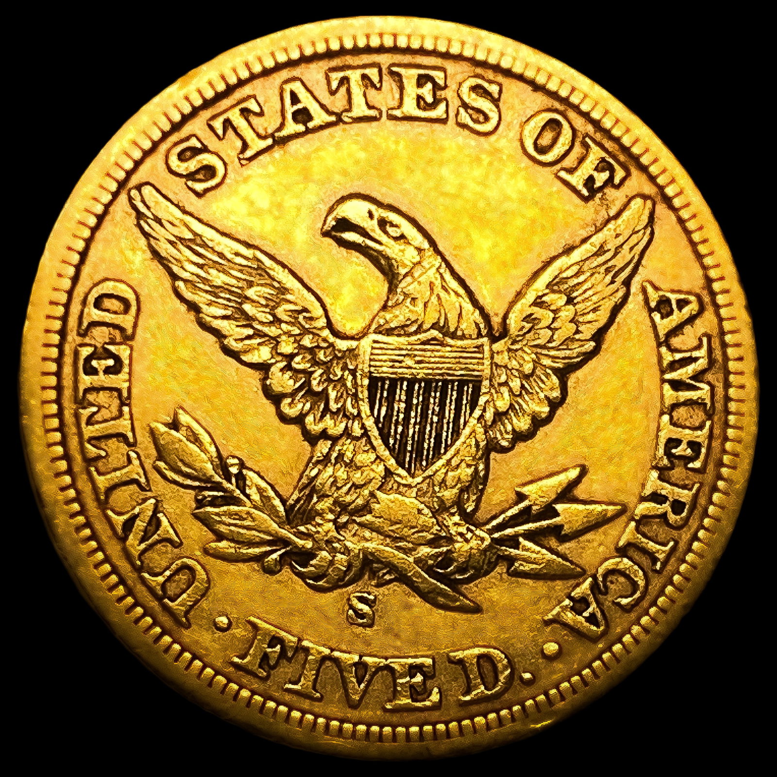1857-S $5 Gold Half Eagle - 2