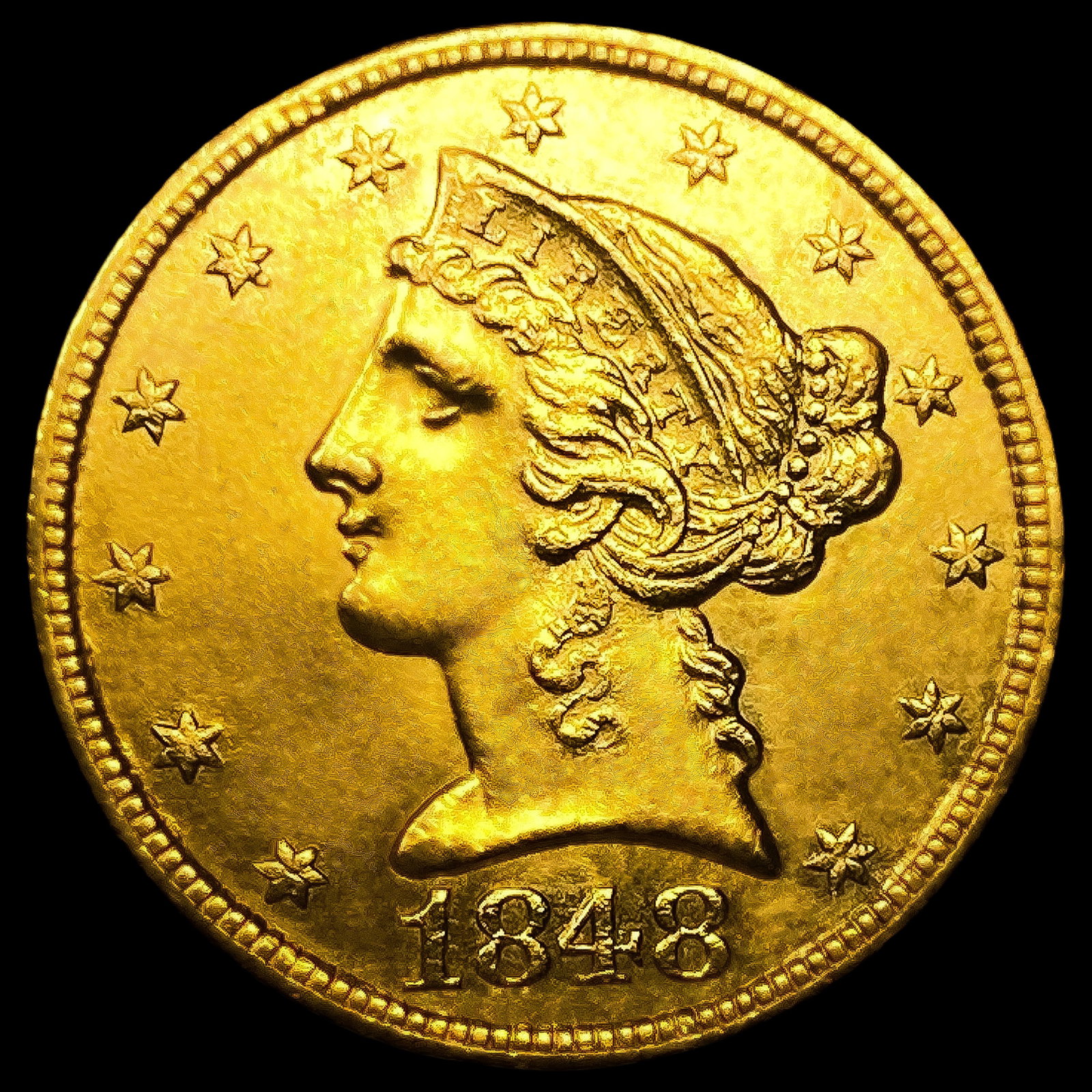 1848-C $5 Gold Half Eagle: 1848-C $5 Gold Half Eagle