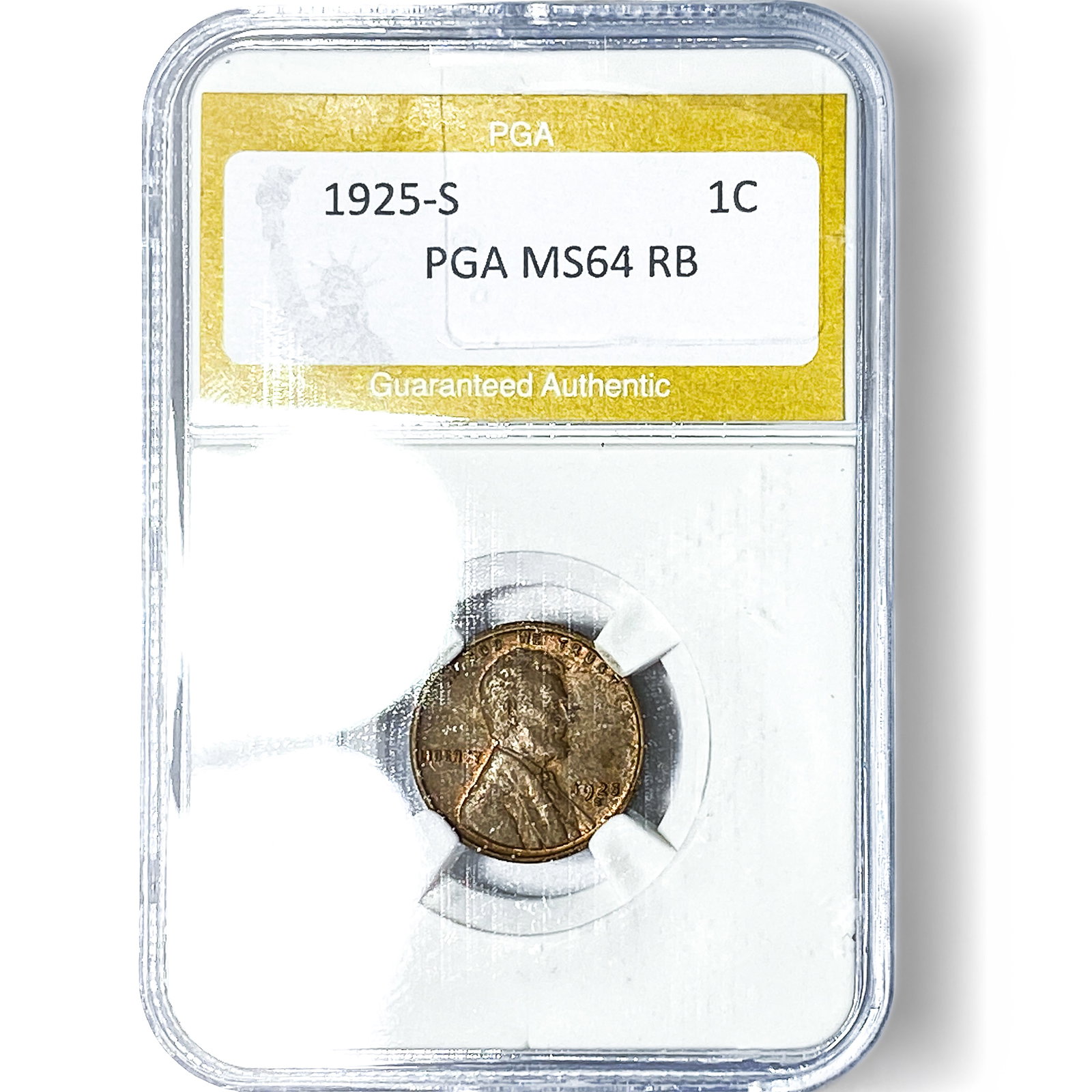 1925-S Wheat Cent PGA MS64RB: 1925-S Wheat Cent PGA MS64RB