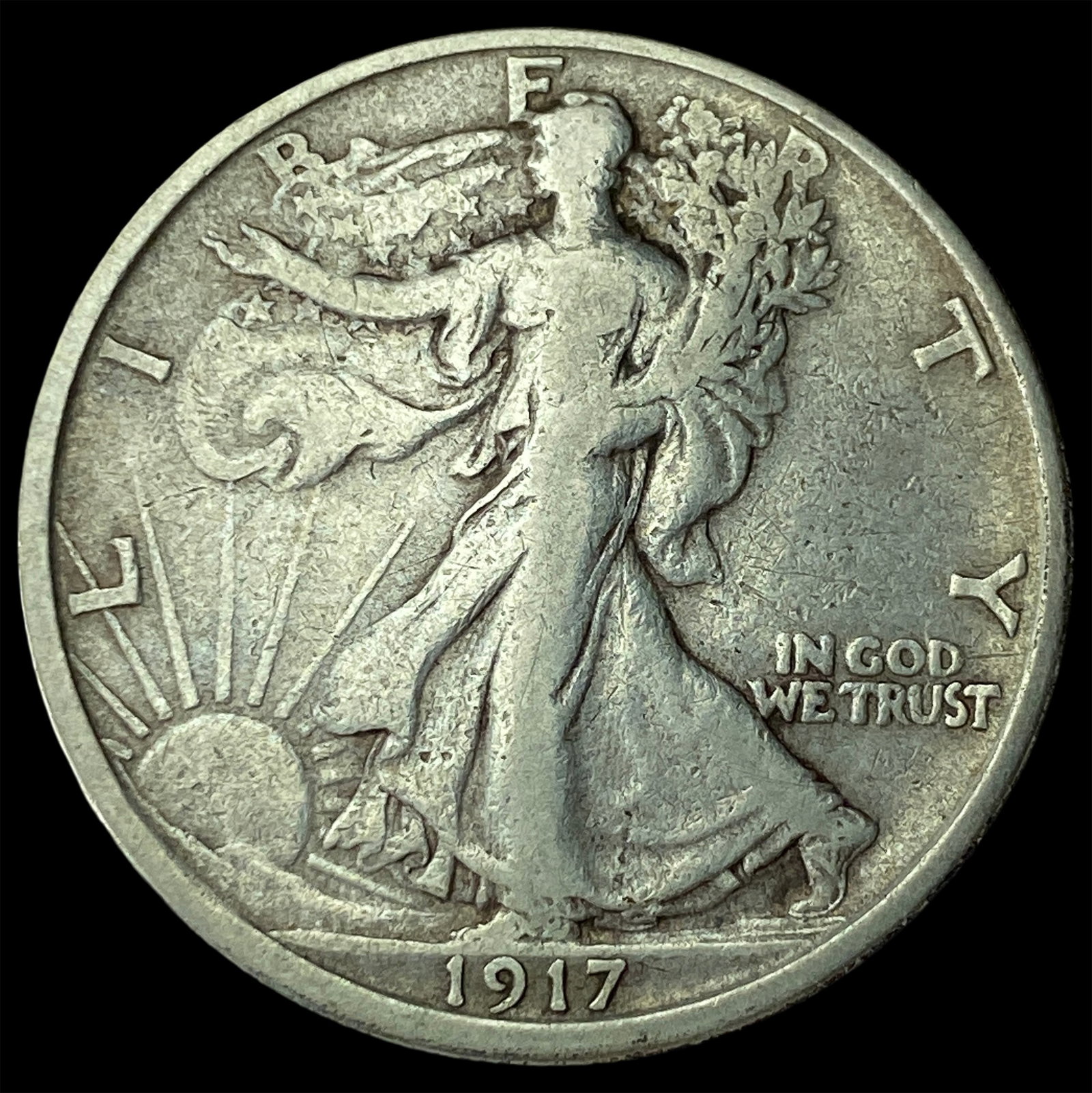 1917-S Silver Walking Liberty Half Dollar LIGHTLY CIRCULATED: 1917-S Silver Walking Liberty Half Dollar LIGHTLY CIRCULATED