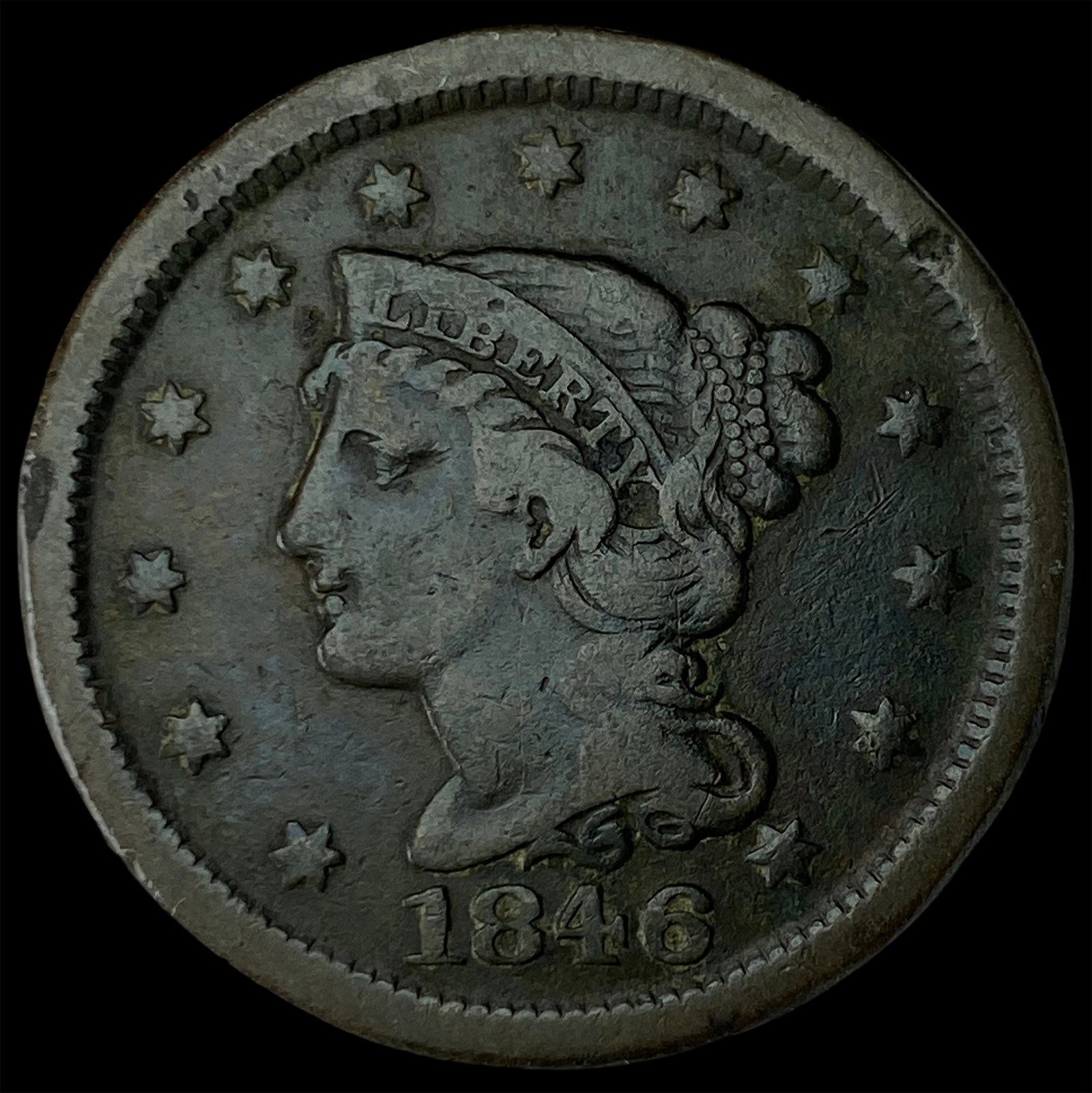 1846 Braided Hair Large Cent LIGHTLY CIRCULATED: 1846 Braided Hair Large Cent LIGHTLY CIRCULATED