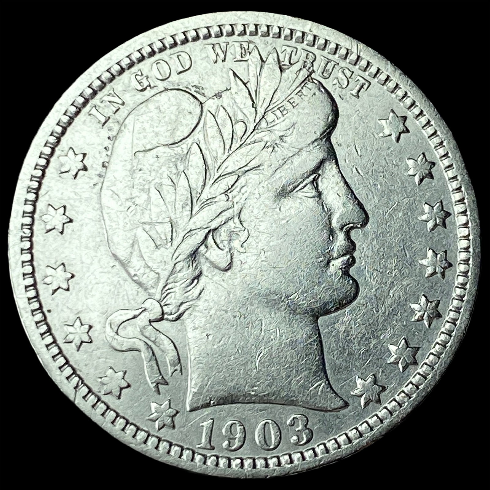 1903-O Silver Barber Quarter NEARLY UNCIRCULATED: 1903-O Silver Barber Quarter NEARLY UNCIRCULATED