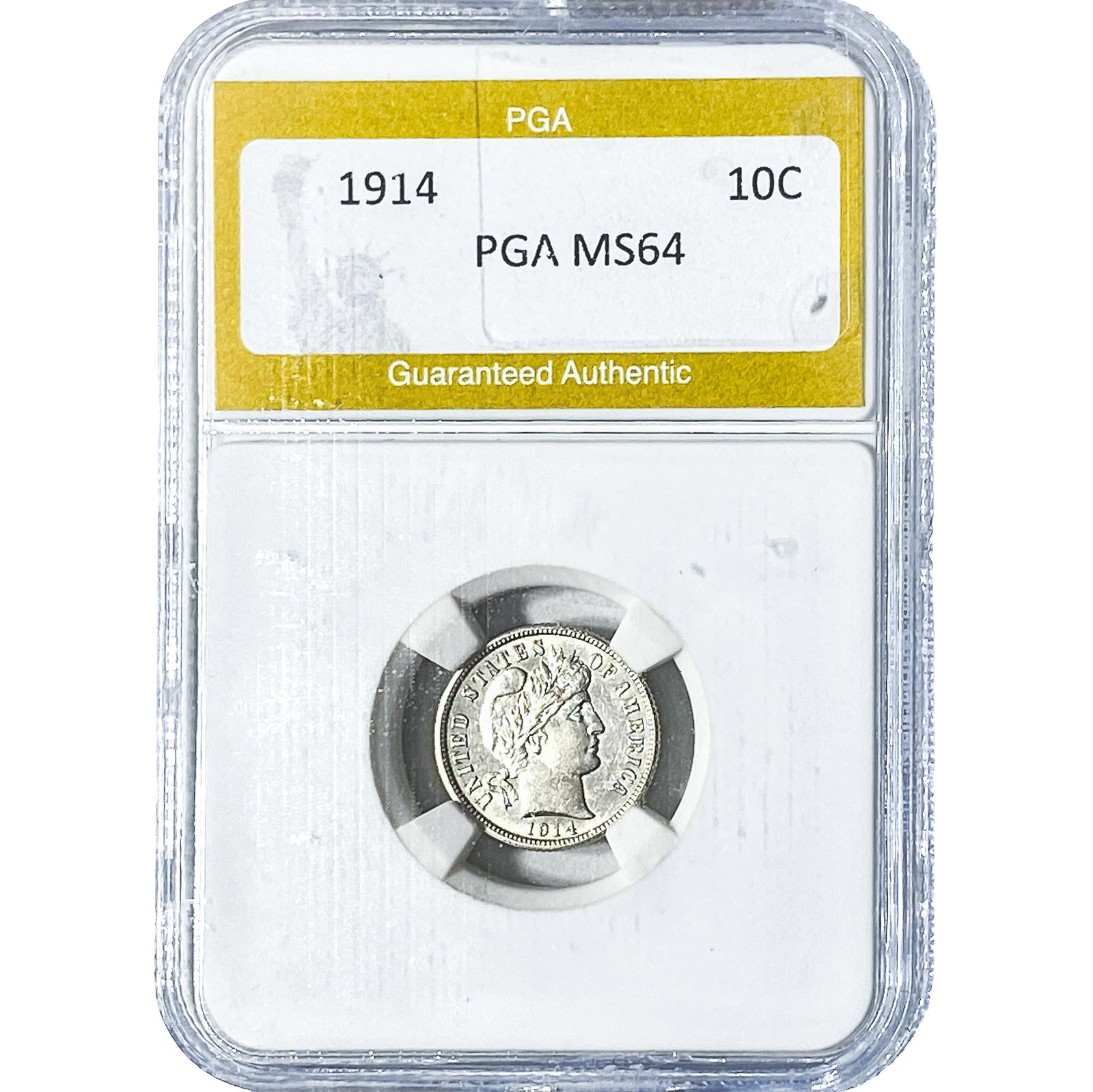 1914 Barber Dime PGA MS64: 1914 Barber Dime PGA MS64