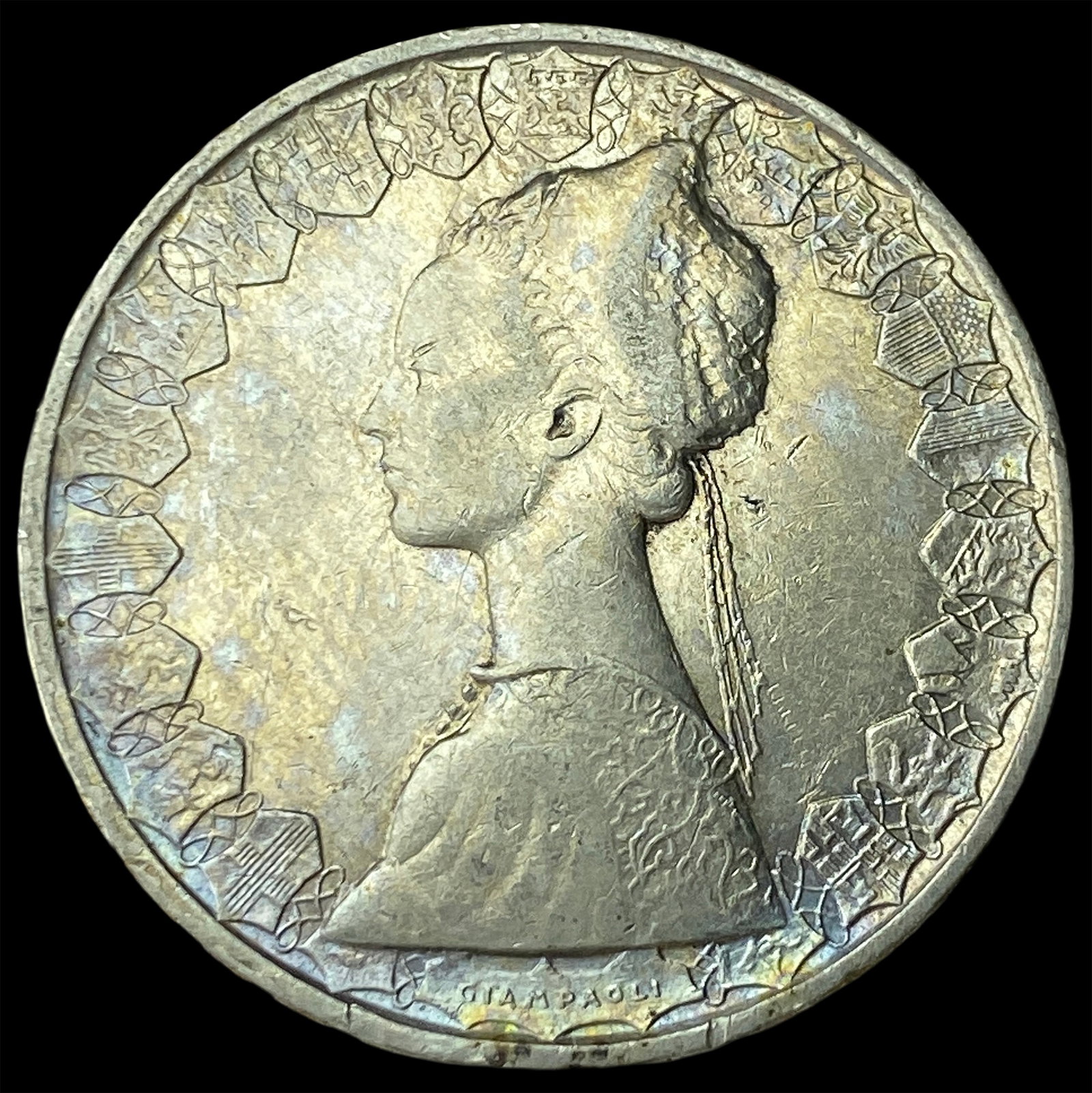 Italy 1961 Silver 500 Lire (Caravelle) CLOSELY UNCIRCULATED: Italy 1961 Silver 500 Lire (Caravelle) CLOSELY UNCIRCULATED