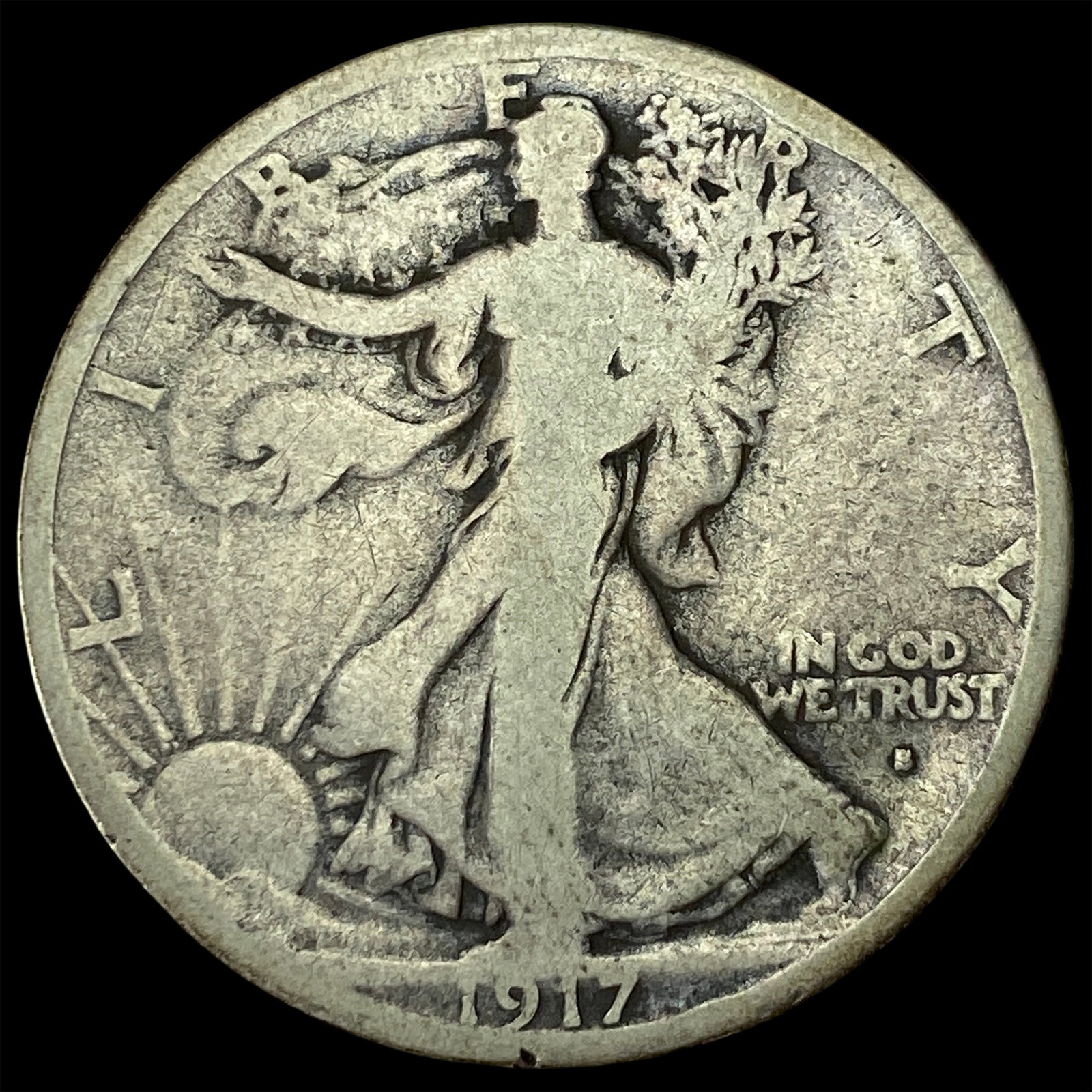 1917-D Silver Walking Liberty Half Dollar NICELY CIRCULATED: 1917-D Silver Walking Liberty Half Dollar NICELY CIRCULATED
