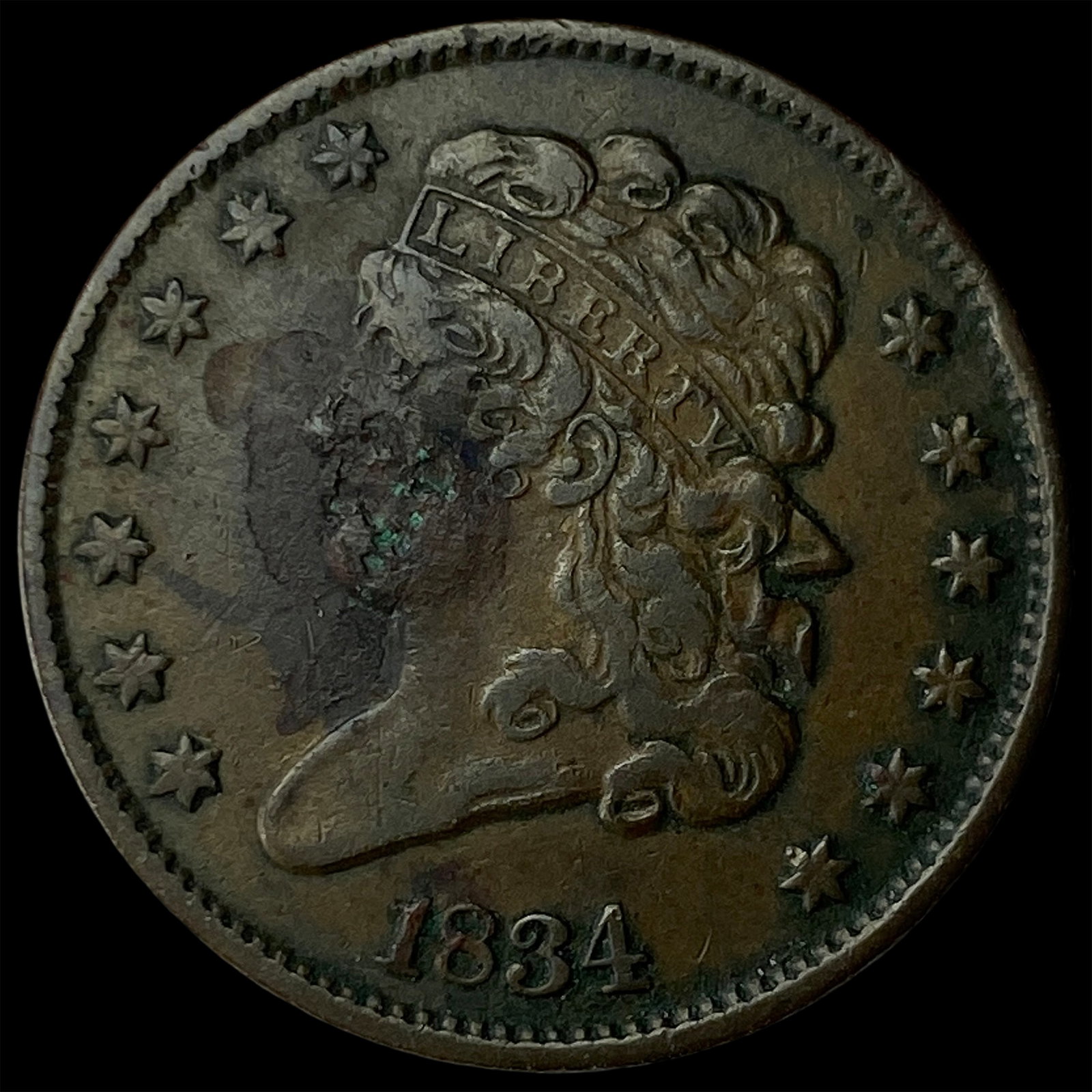 1834 Classic Head Half Cent CHOICE AU: 1834 Classic Head Half Cent CHOICE AU