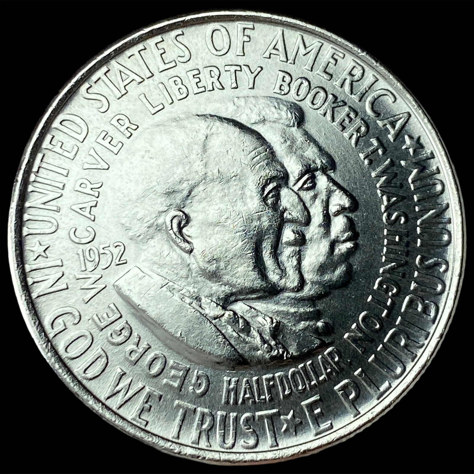 1952 Silver Half Dollar Booker T. Washington-Carver GEM BU: 1952 Silver Half Dollar Booker T. Washington-Carver GEM BU
