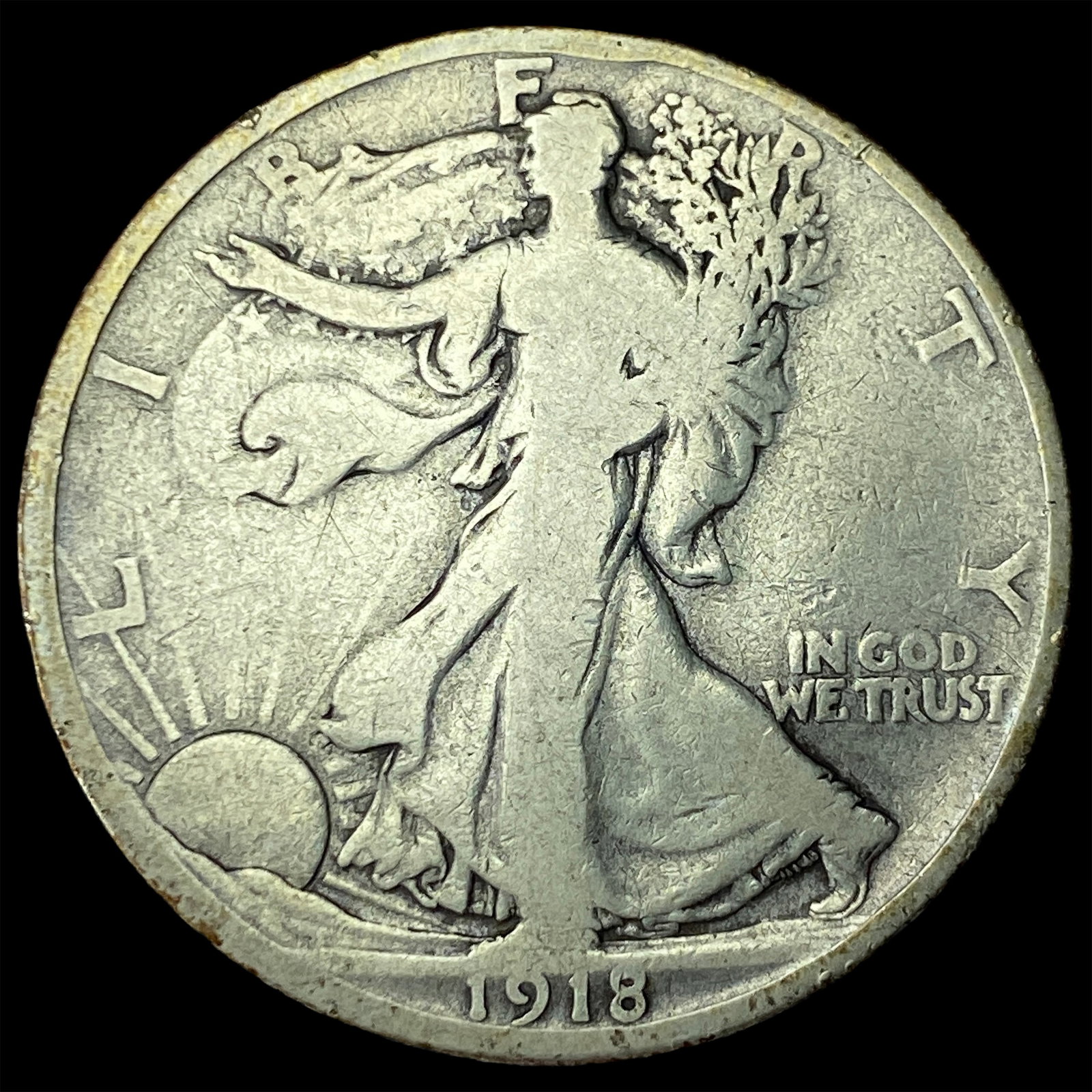 1918 Walking Liberty Half Dollar LIGHTLY CIRCULATED: 1918 Walking Liberty Half Dollar LIGHTLY CIRCULATED