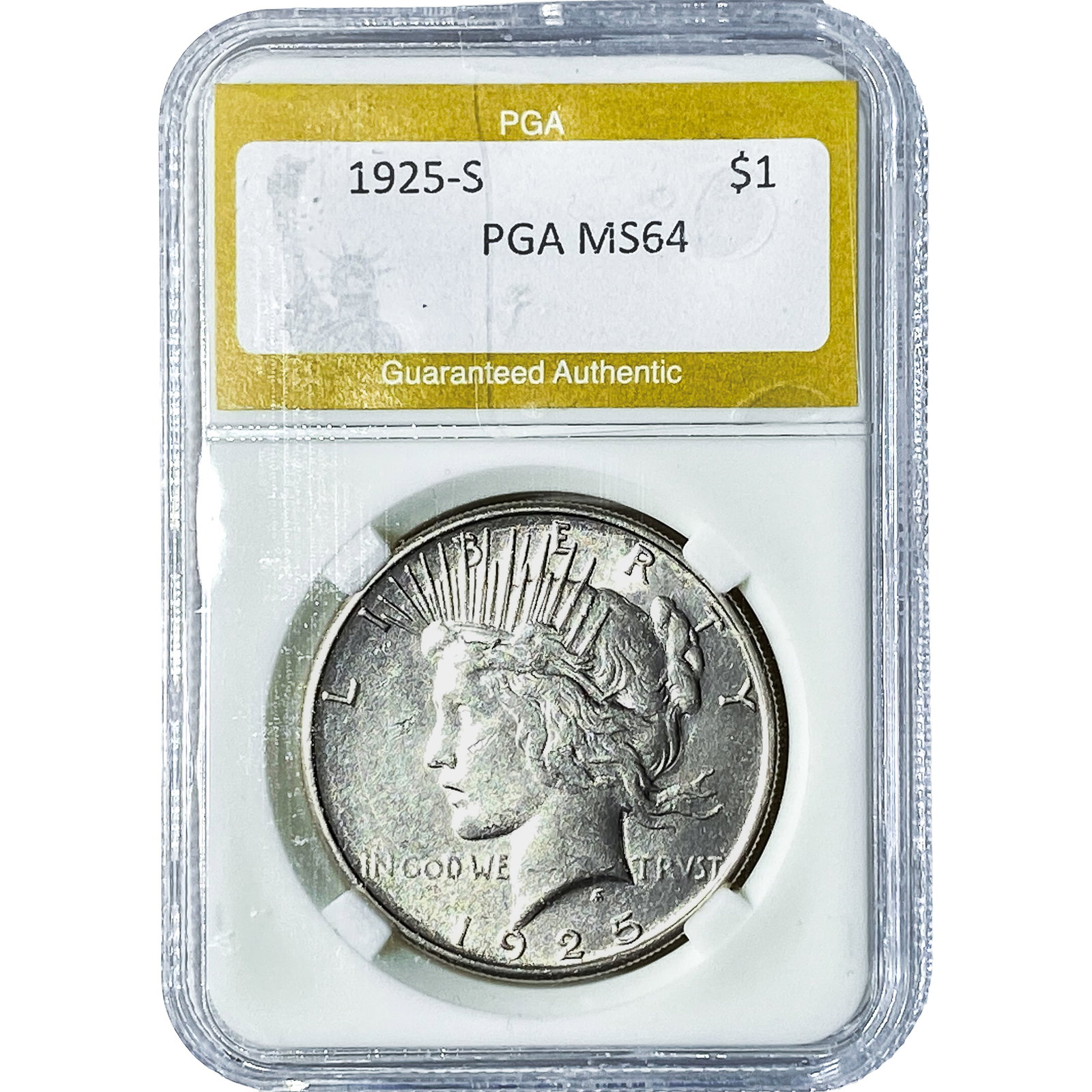 1925-S Silver Peace Dollar PGA MS64: 1925-S Silver Peace Dollar PGA MS64