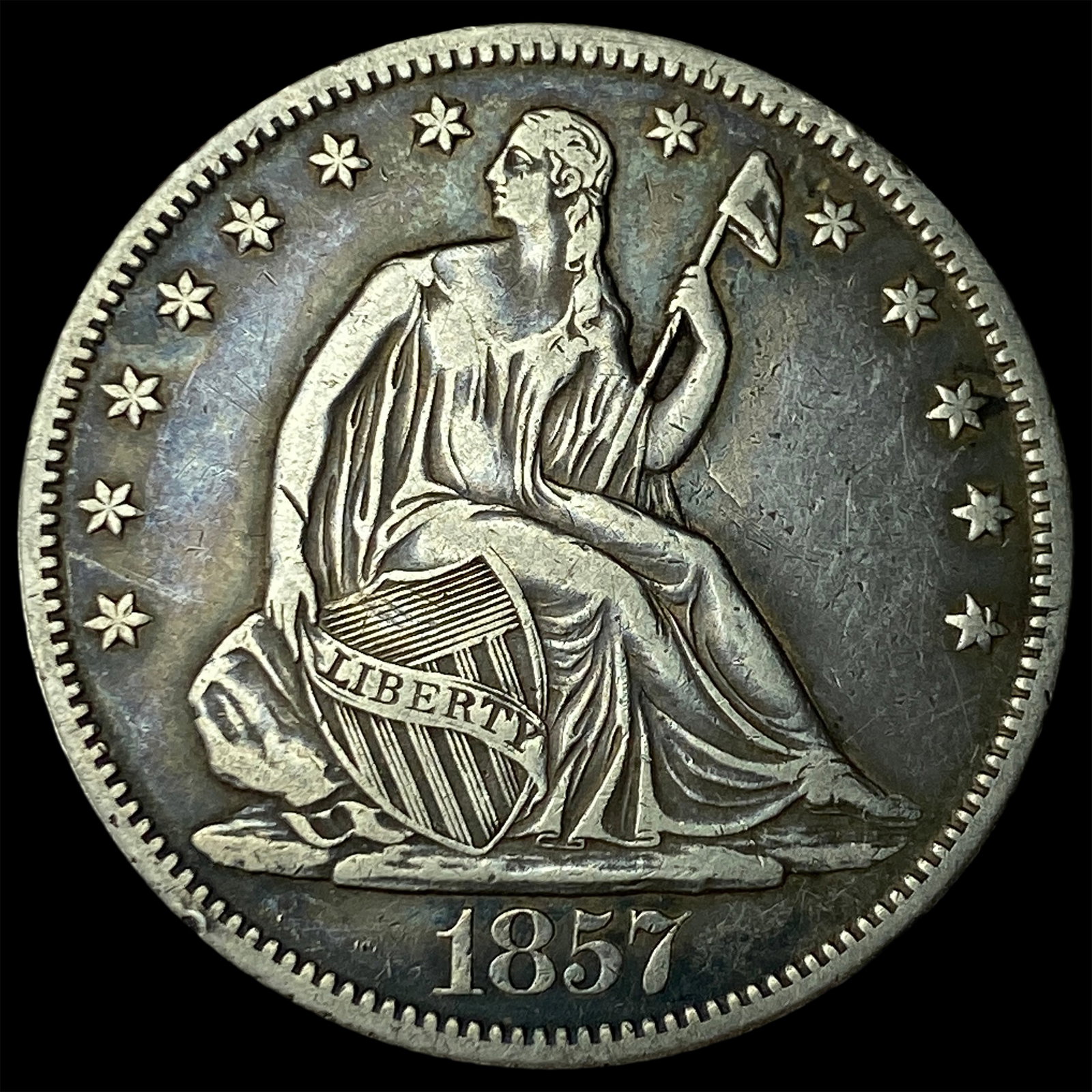 1857 Seated Liberty Half Dollar CLOSELY UNCIRCULATED: 1857 Seated Liberty Half Dollar CLOSELY UNCIRCULATED