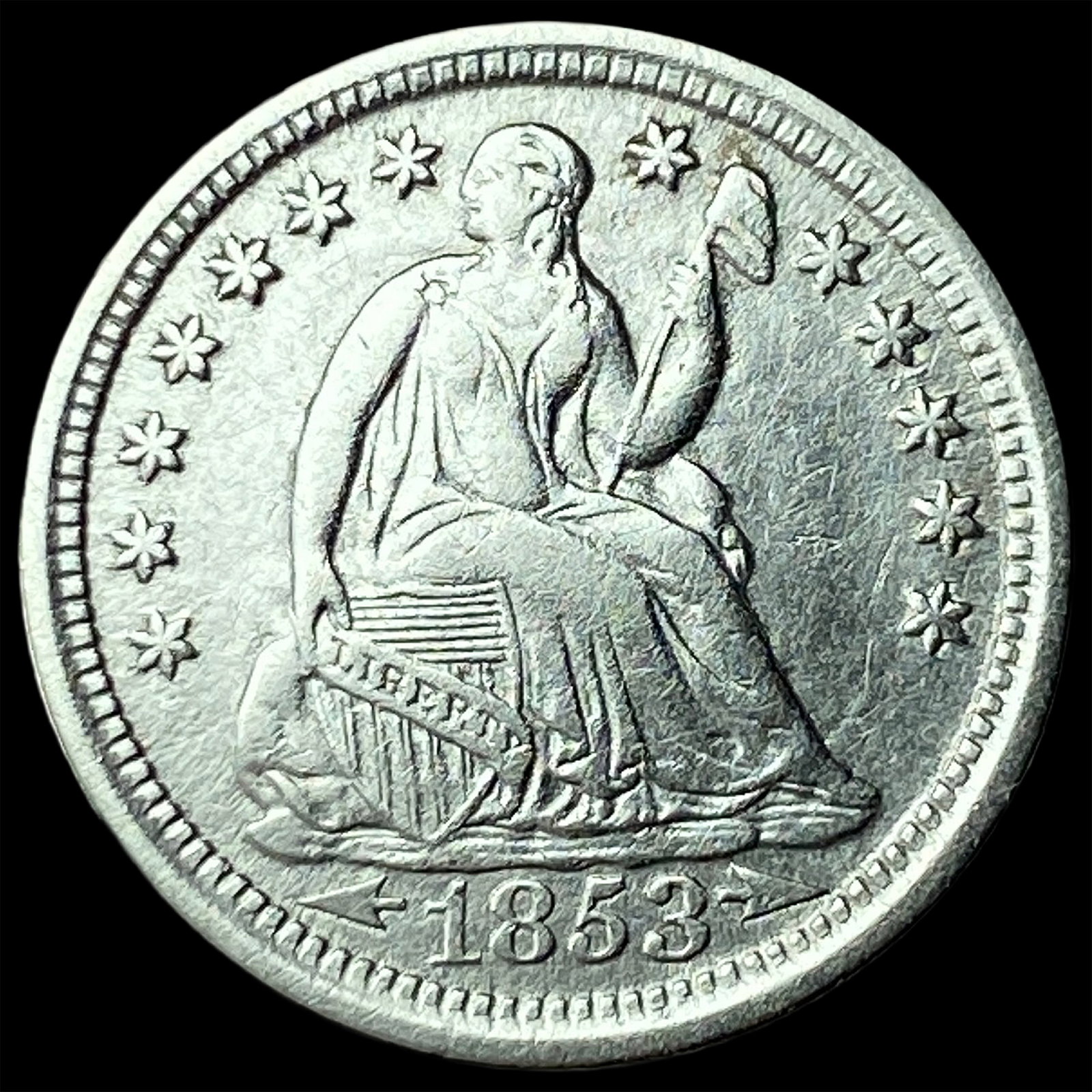 1853 Arrows Seated Liberty Half Dime UNCIRCULATED: 1853 Arrows Seated Liberty Half Dime UNCIRCULATED