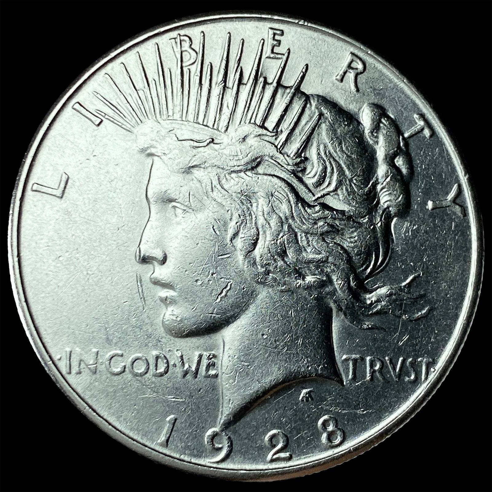 1928-S Silver Peace Dollar CHOICE AU: 1928-S Silver Peace Dollar CHOICE AU