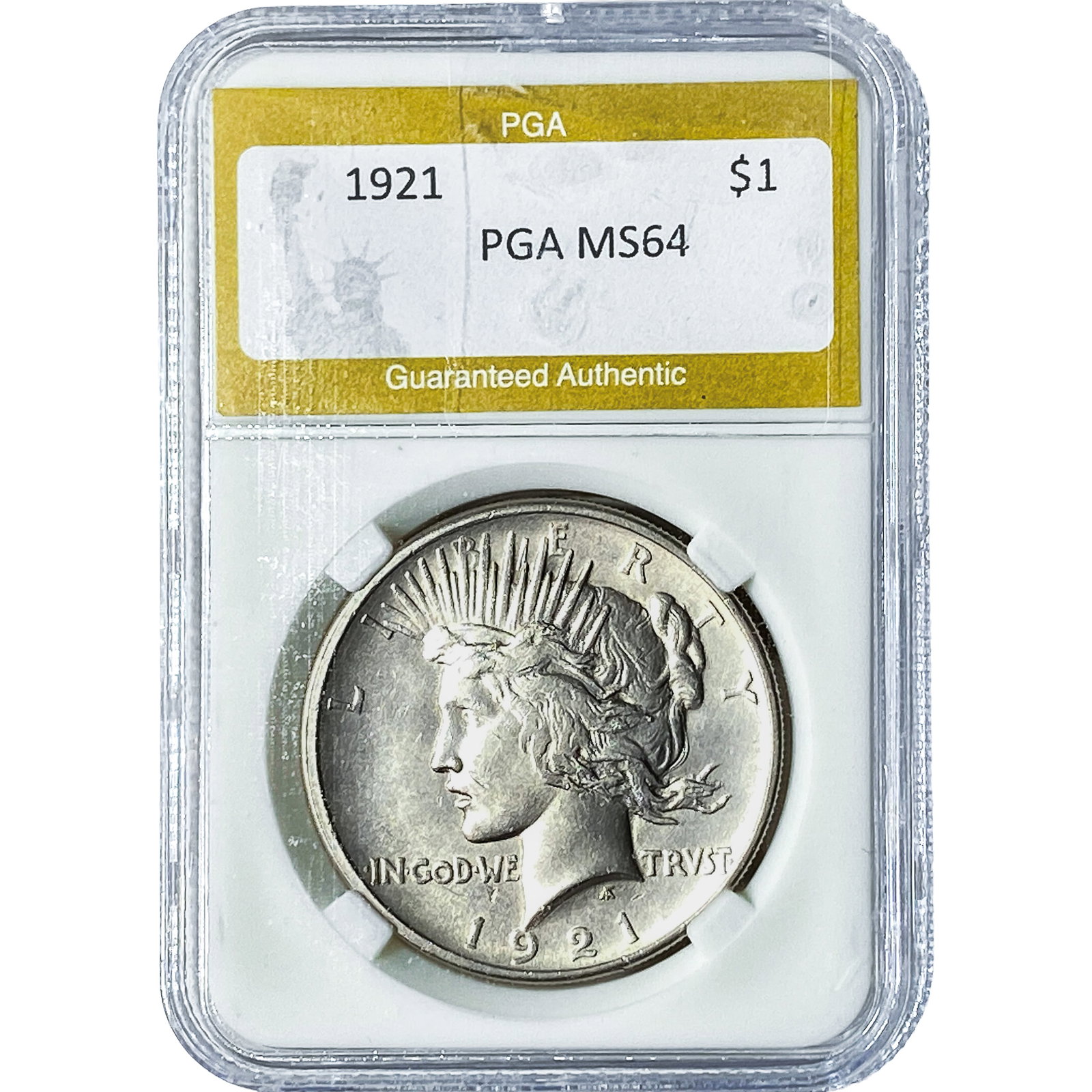 1921 Silver Peace Dollar PGA MS64: 1921 Silver Peace Dollar PGA MS64
