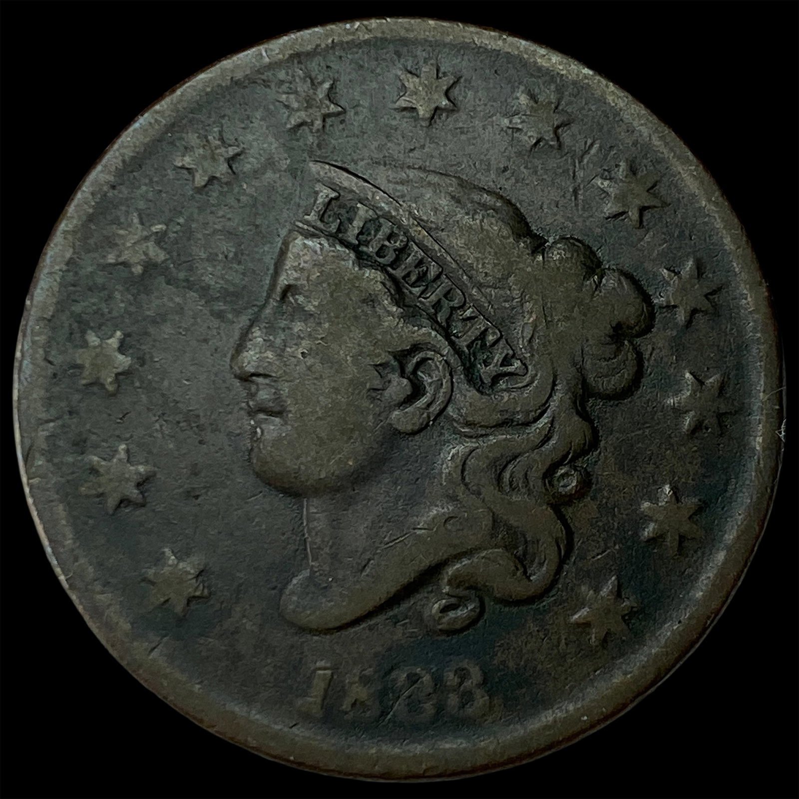 1828 Coronet Head Large Cent NICELY CIRCULATED: 1828 Coronet Head Large Cent NICELY CIRCULATED