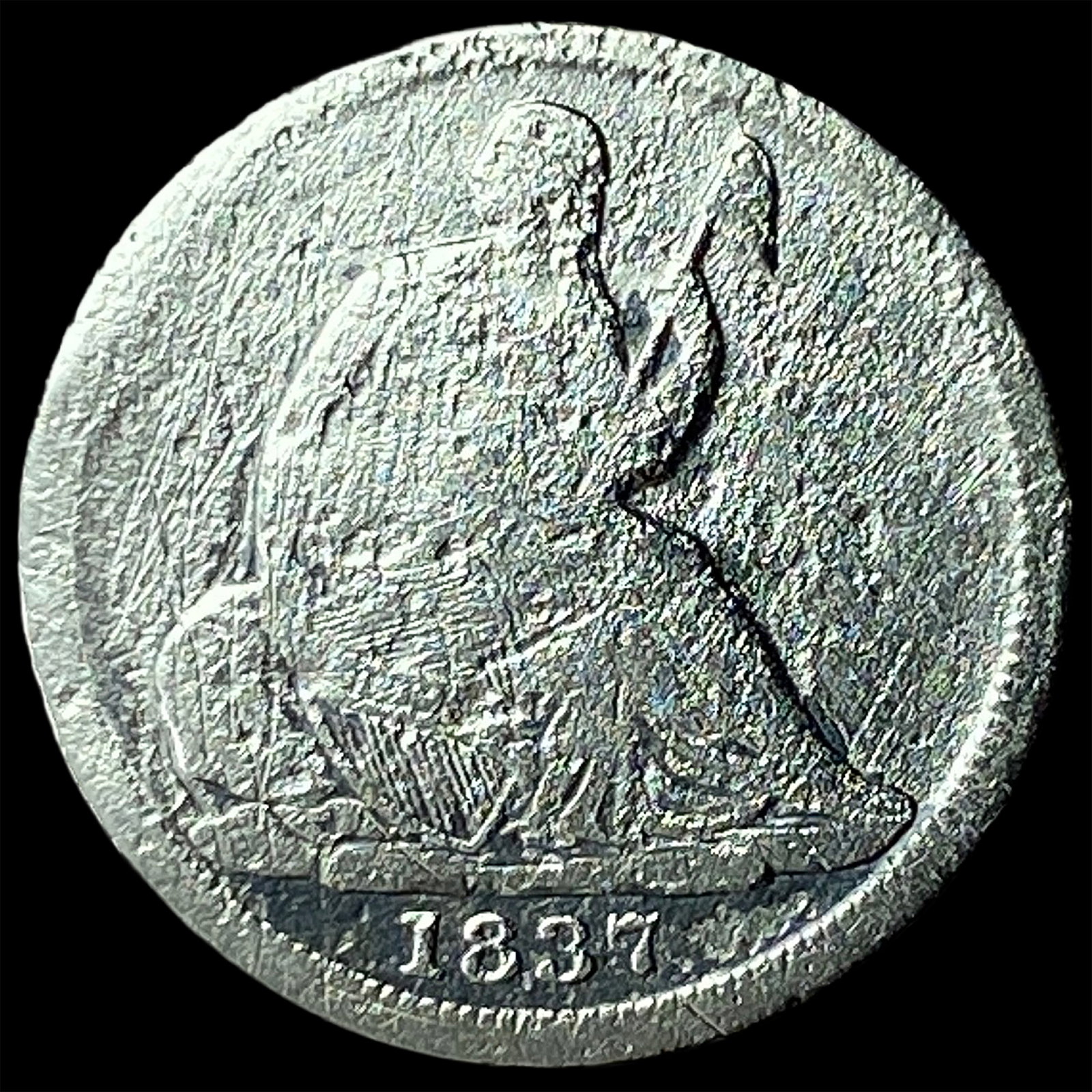 1837 Silver Half Dime No Stars NICELY CIRCULATED: 1837 Silver Half Dime No Stars NICELY CIRCULATED